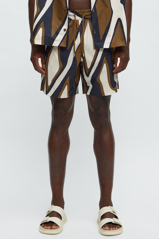 Chaos Current Printed Swim Classic Trunk - Brown/combo