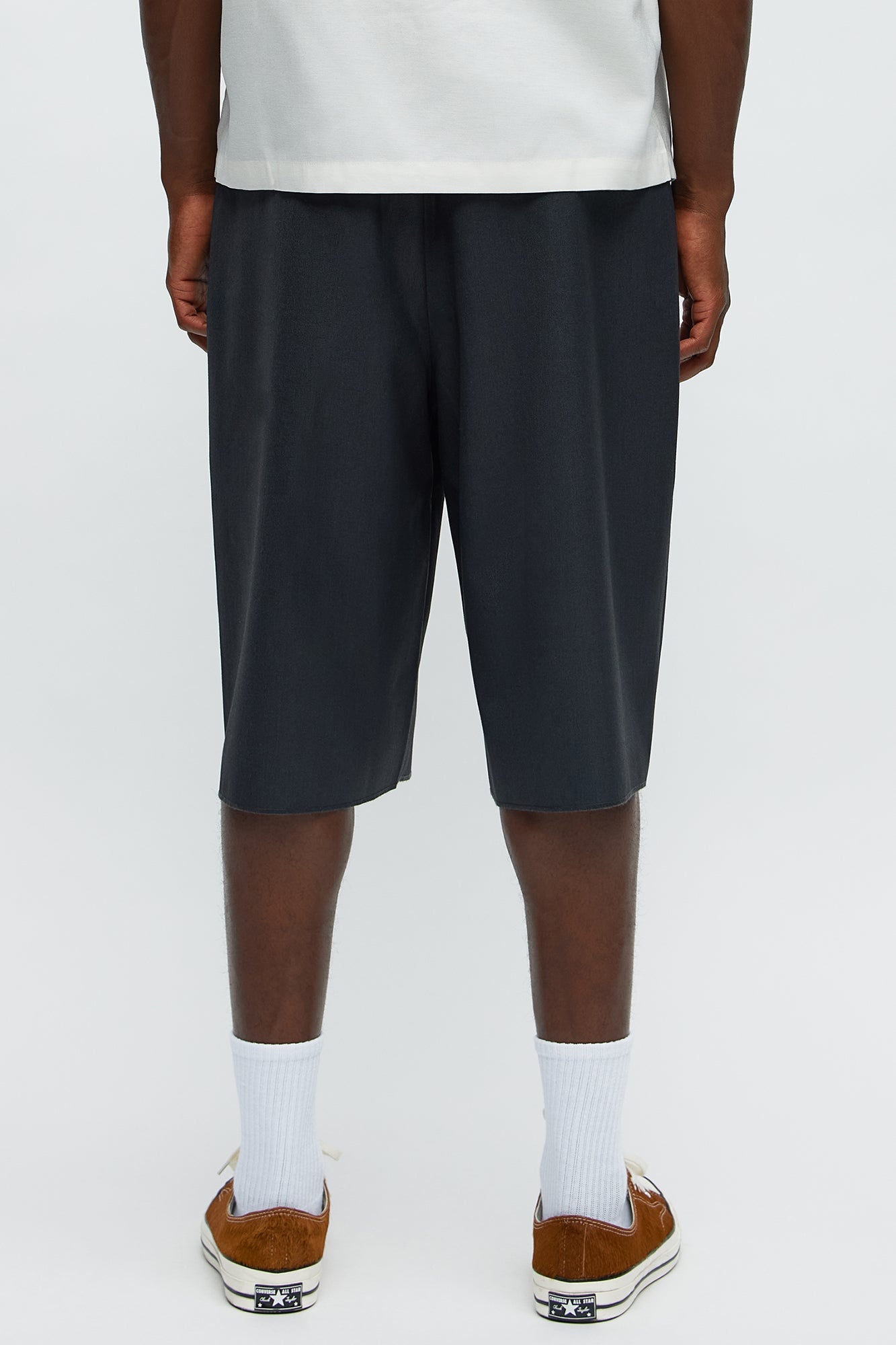 Baggy Pleated Trouser Shorts - Grey