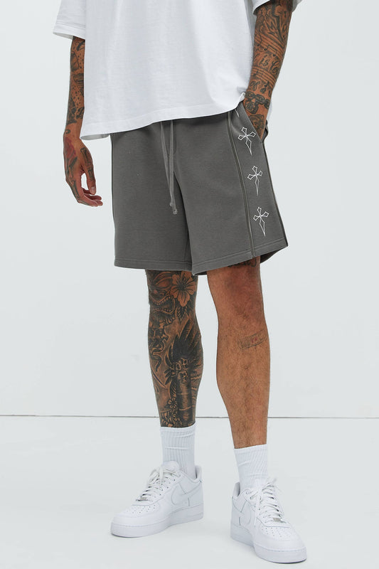 Tyson Cross Relaxed Shorts - Charcoal