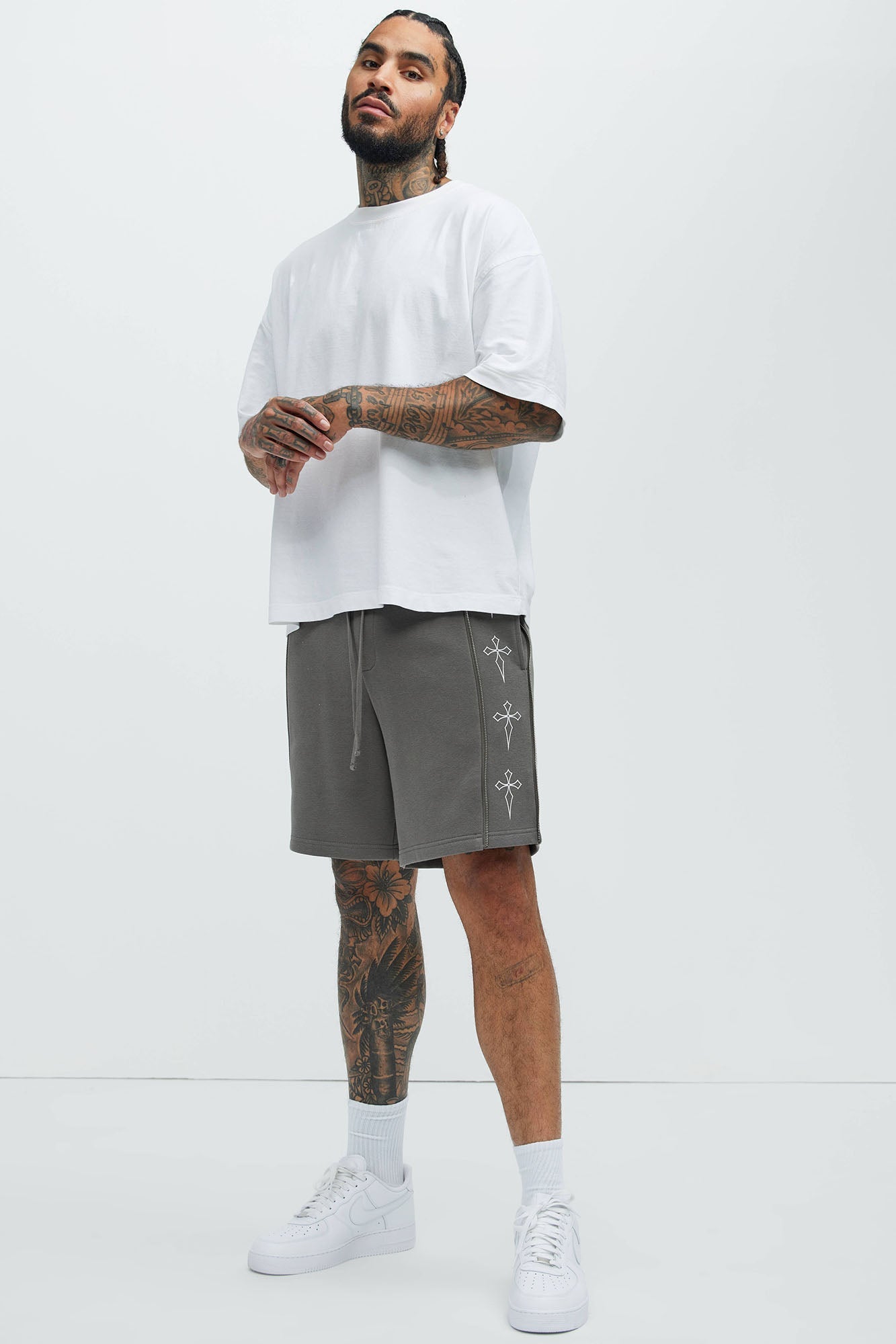 Tyson Cross Relaxed Shorts - Charcoal