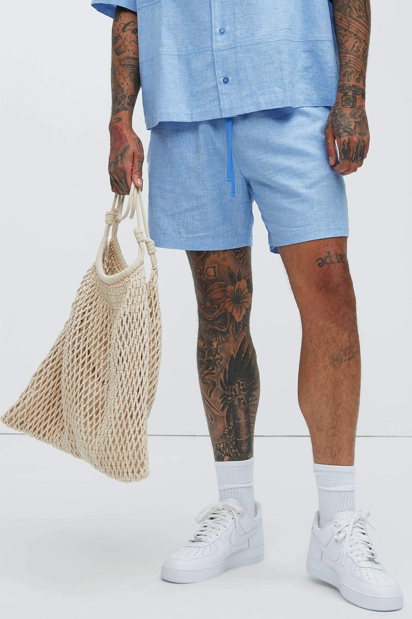 Bahamas Linen Shorts - Ice Blue