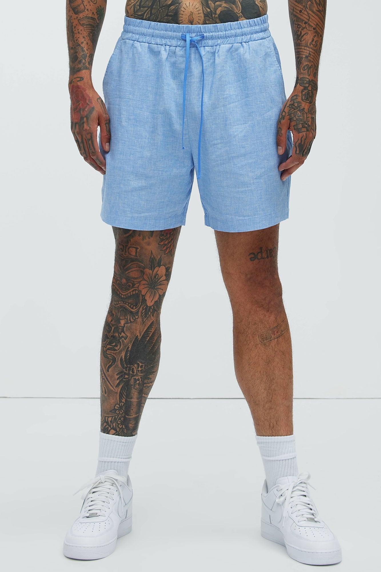 Bahamas Linen Shorts - Ice Blue
