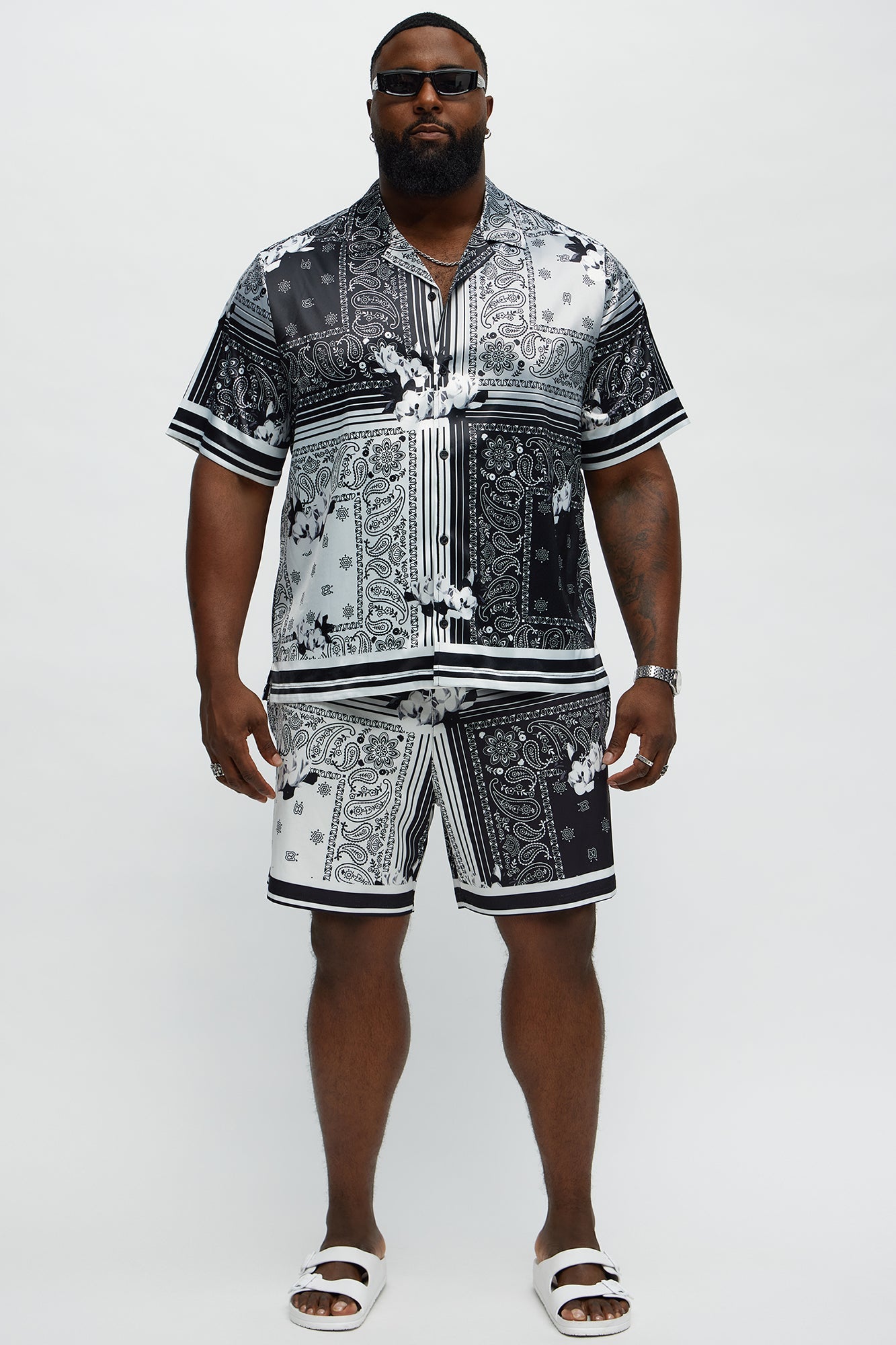 Cuban Collar Paisley Drift Short Sleeve Shirt - Black/combo