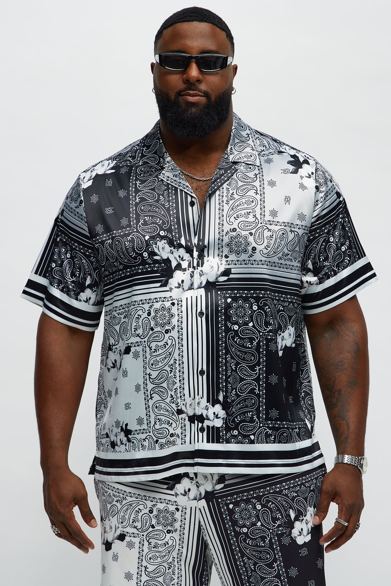 Cuban Collar Paisley Drift Short Sleeve Shirt - Black/combo