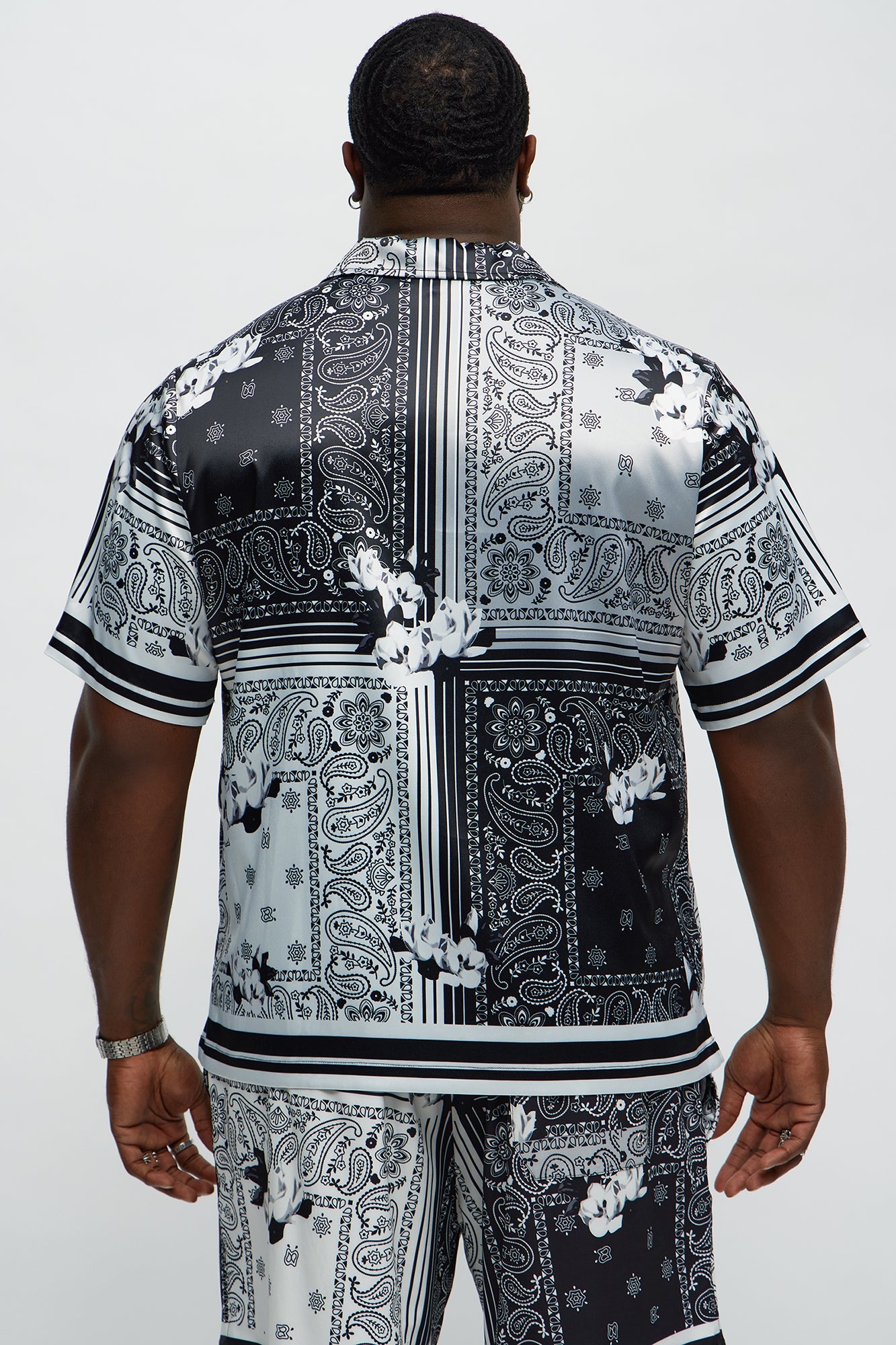 Cuban Collar Paisley Drift Short Sleeve Shirt - Black/combo