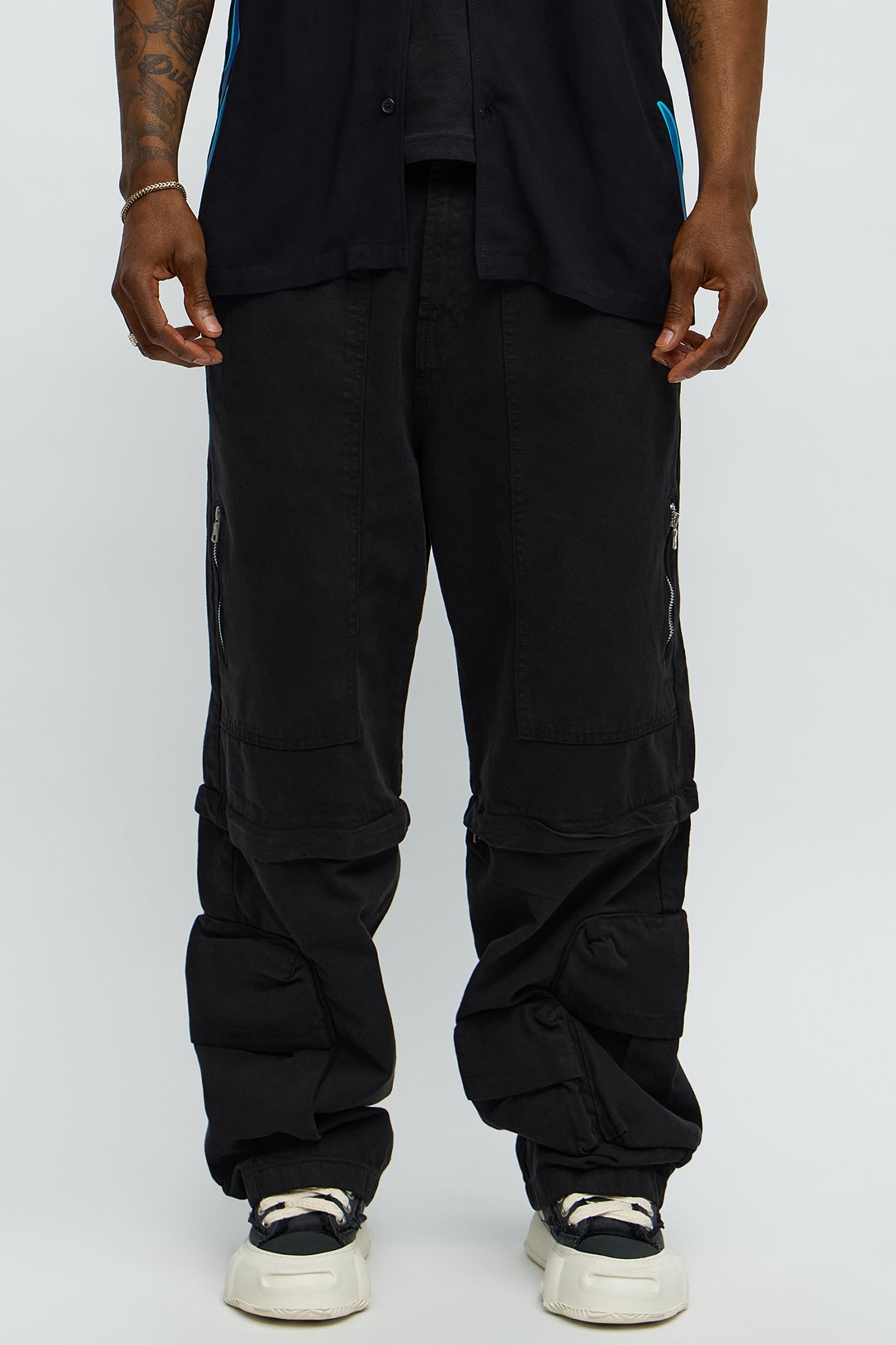 Maybe Next Time Zip Off Baggy Cargo Pants - Black