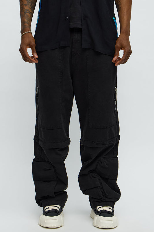 Maybe Next Time Zip Off Baggy Cargo Pants - Black