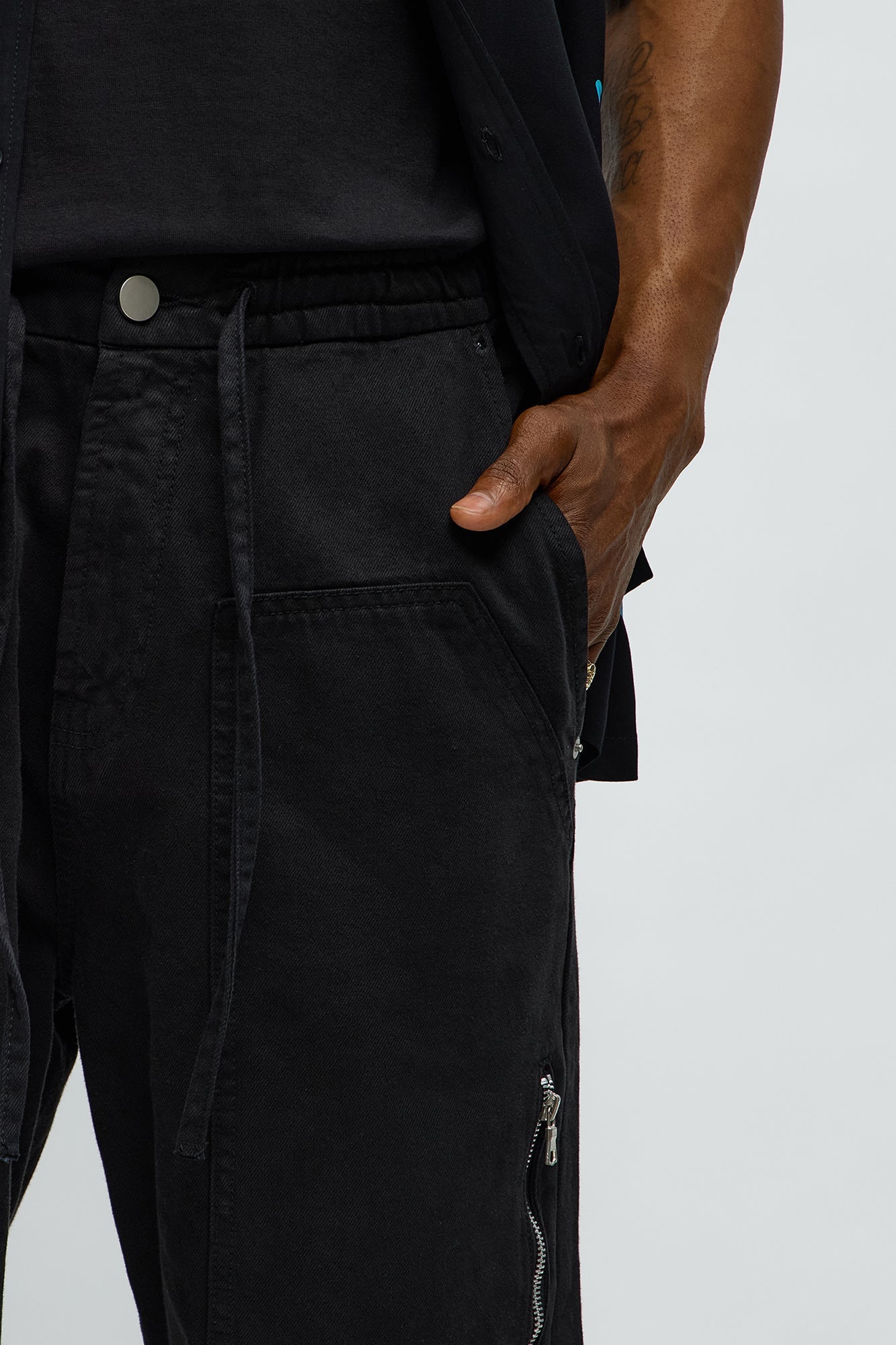 Maybe Next Time Zip Off Baggy Cargo Pants - Black