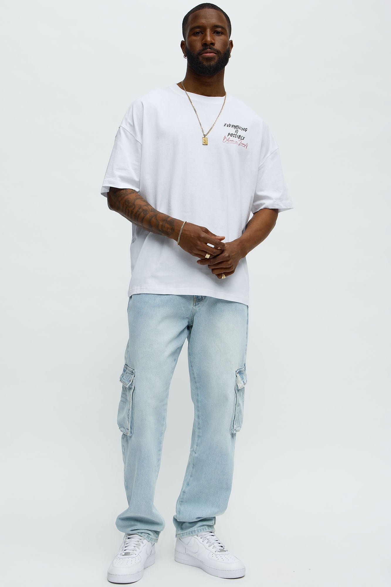 Follow Your Passion Oversized Short Sleeve Tee - White