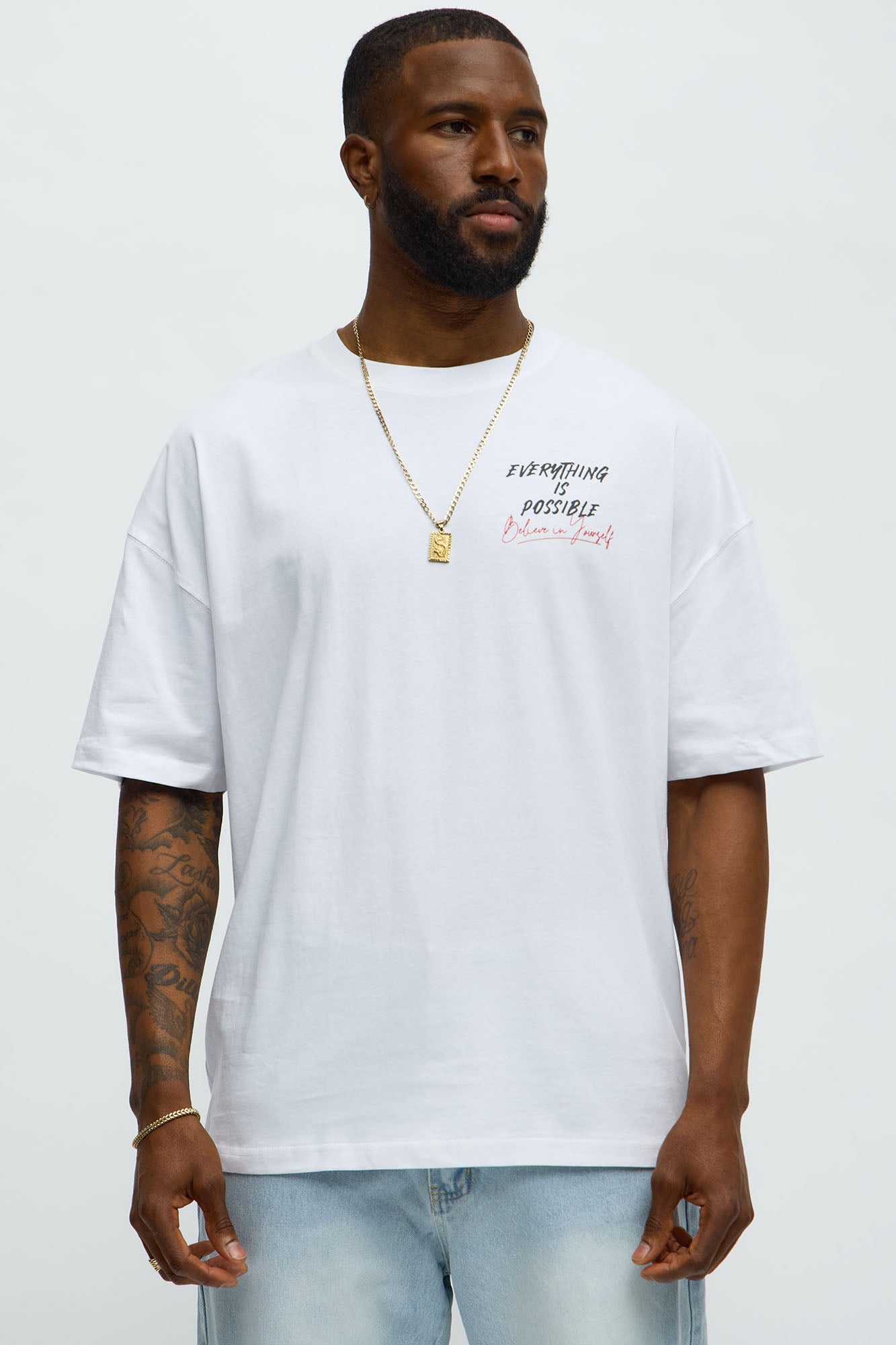 Follow Your Passion Oversized Short Sleeve Tee - White