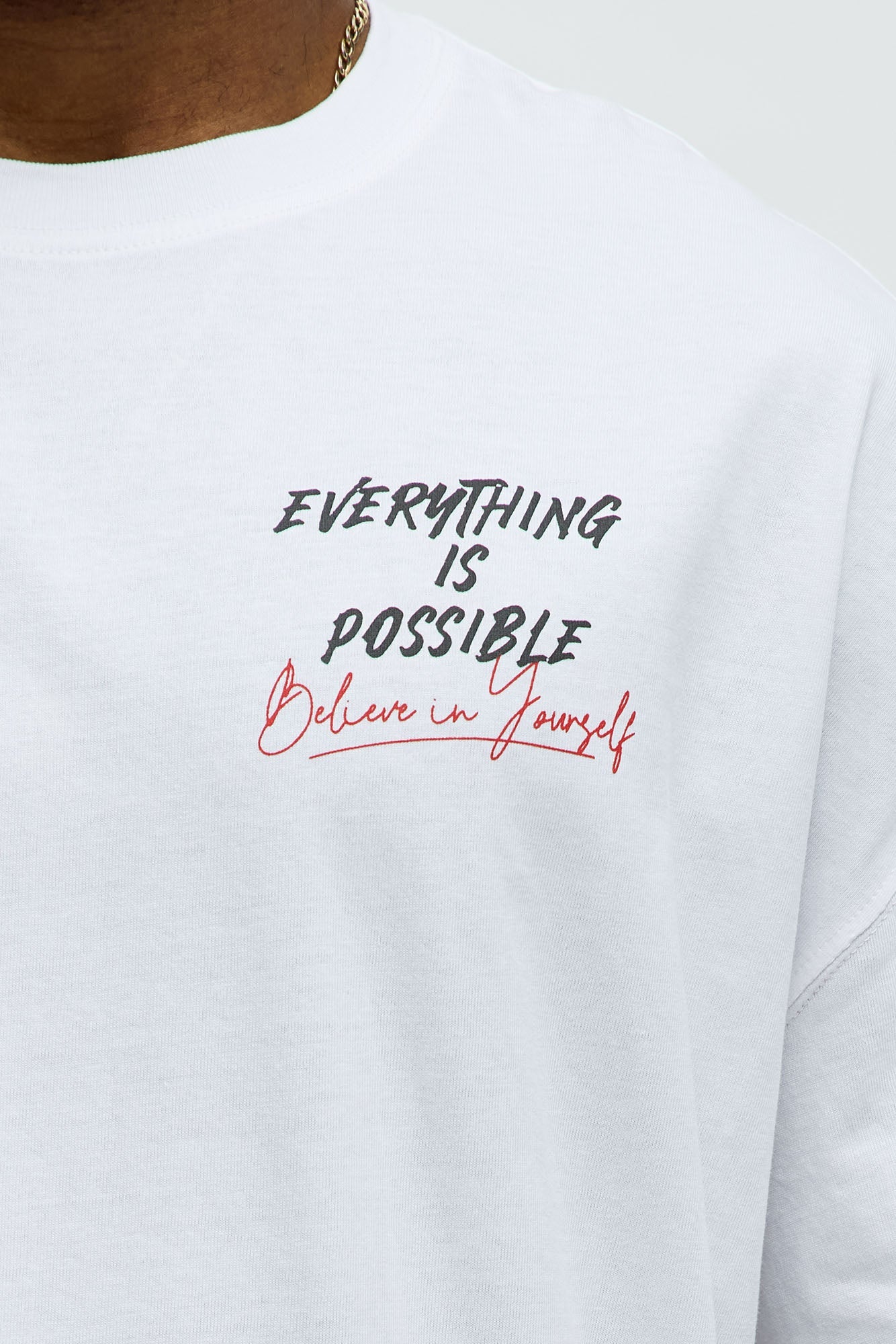 Follow Your Passion Oversized Short Sleeve Tee - White