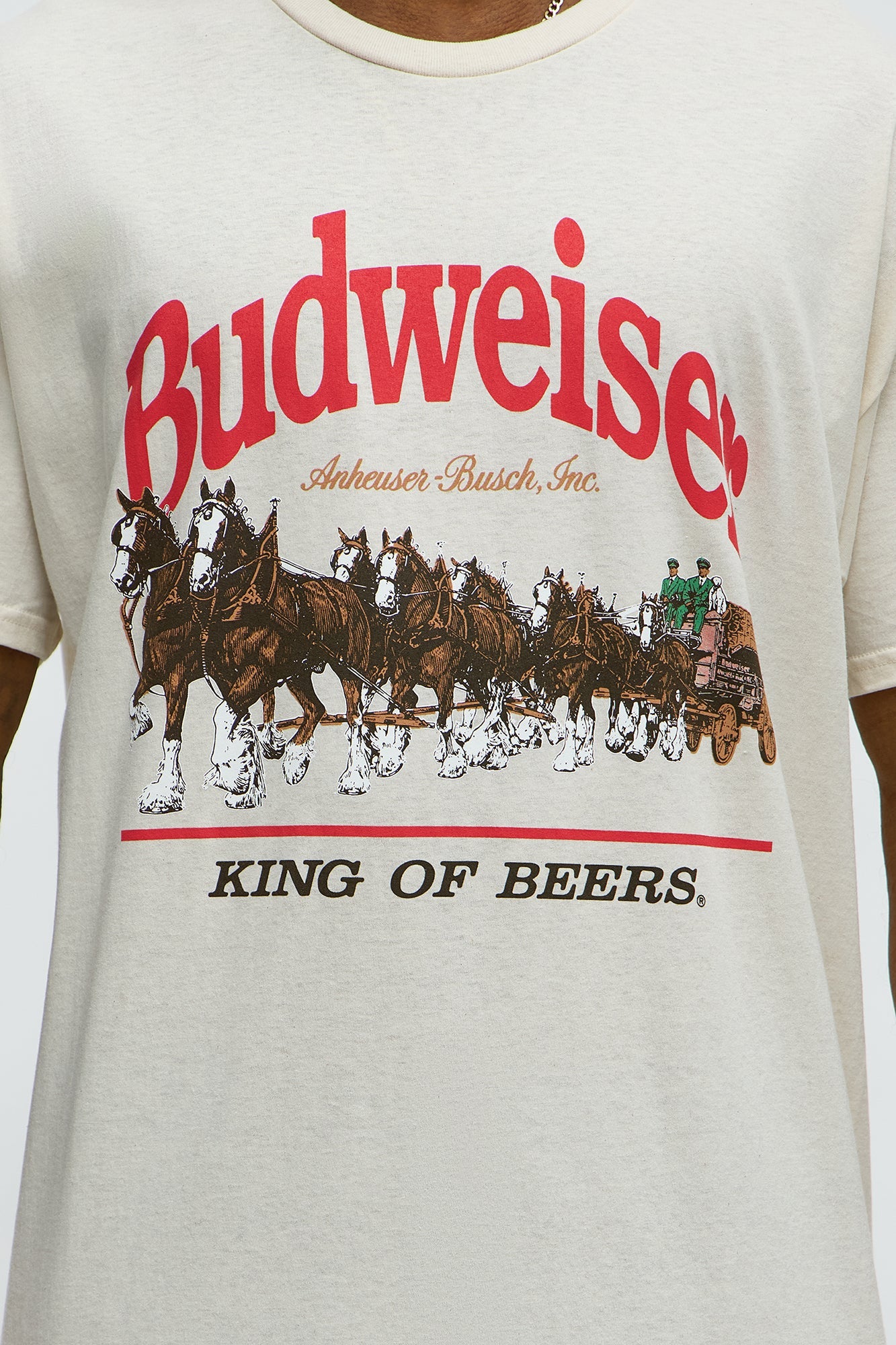 Budweiser King Of Beers Oversized Short Sleeve Tee - Cream