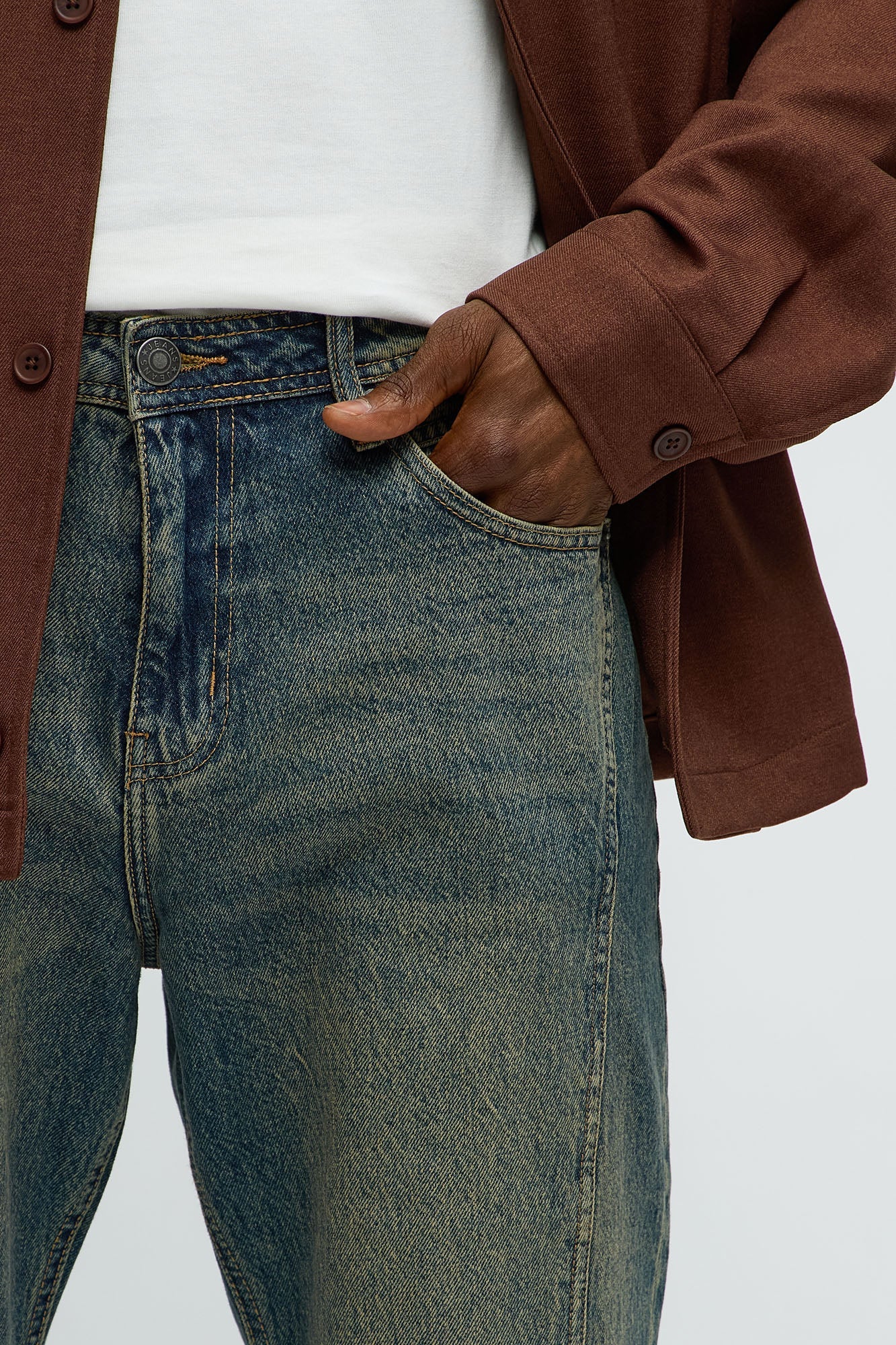 In The Middle Paneled Stacked Slim Flare Jeans - Vintage Blue Wash