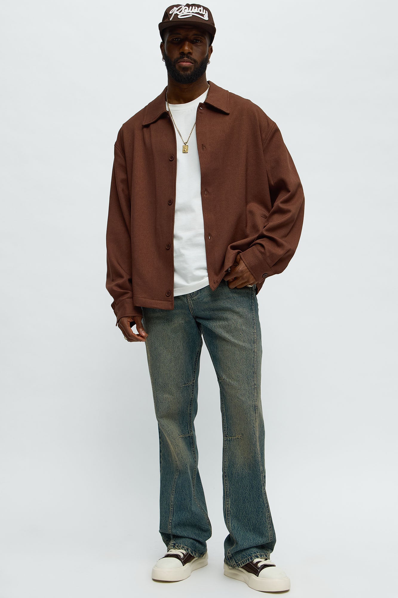 In The Middle Paneled Stacked Slim Flare Jeans - Vintage Blue Wash