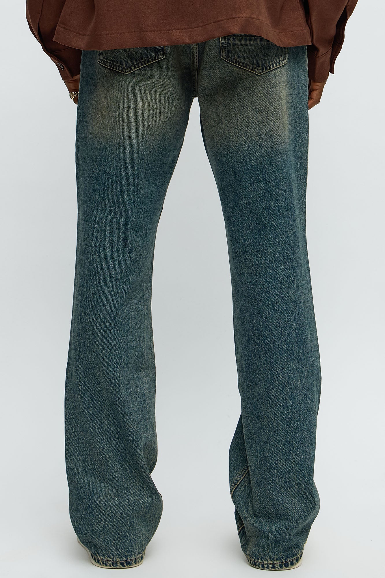 In The Middle Paneled Stacked Slim Flare Jeans - Vintage Blue Wash