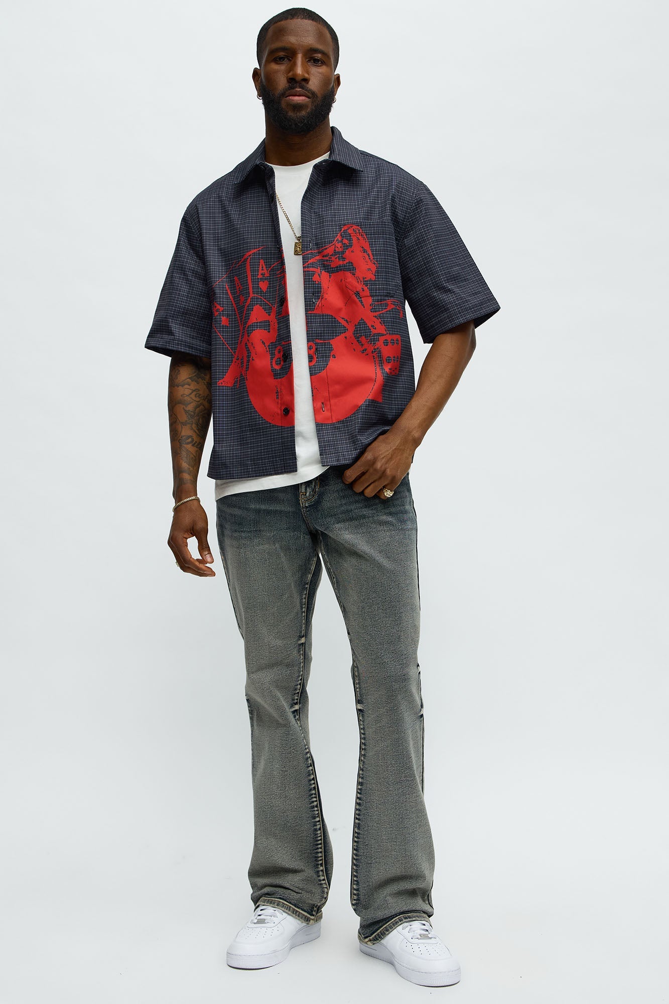 Faded Lance Stacked Slim Flare Jeans - Dark Wash