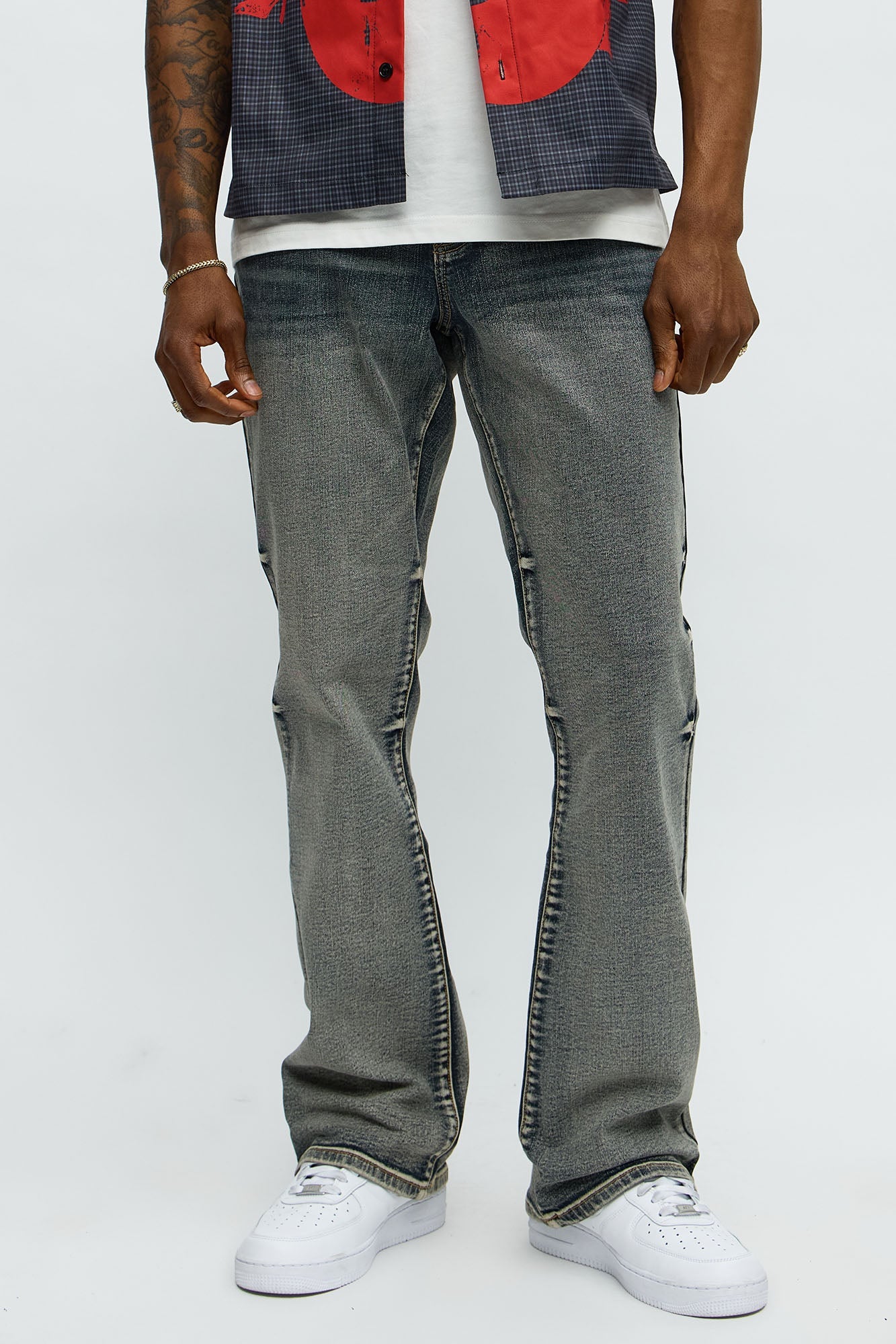 Faded Lance Stacked Slim Flare Jeans - Dark Wash