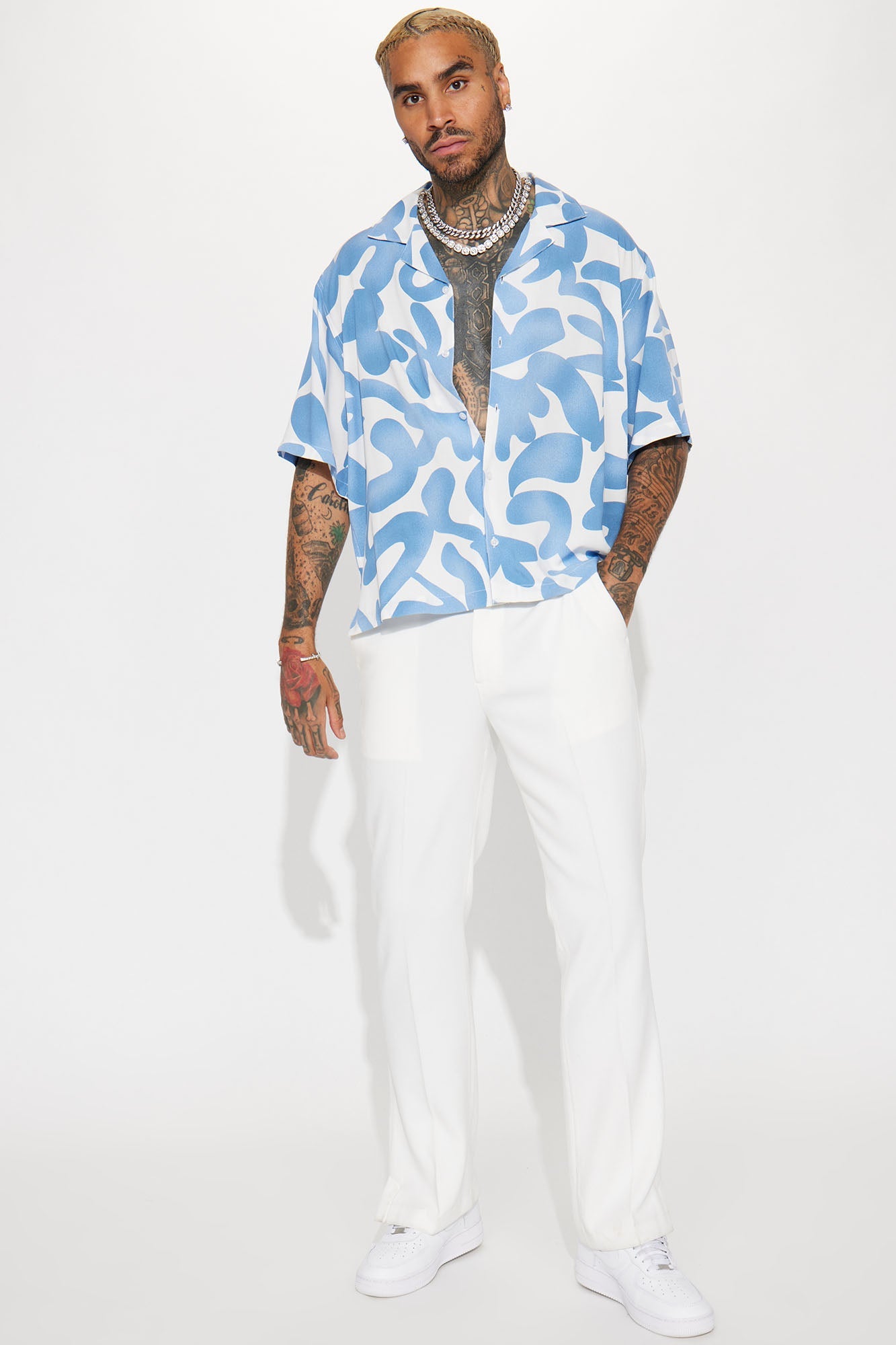 Bold Metric Cuban Shirt - White/combo