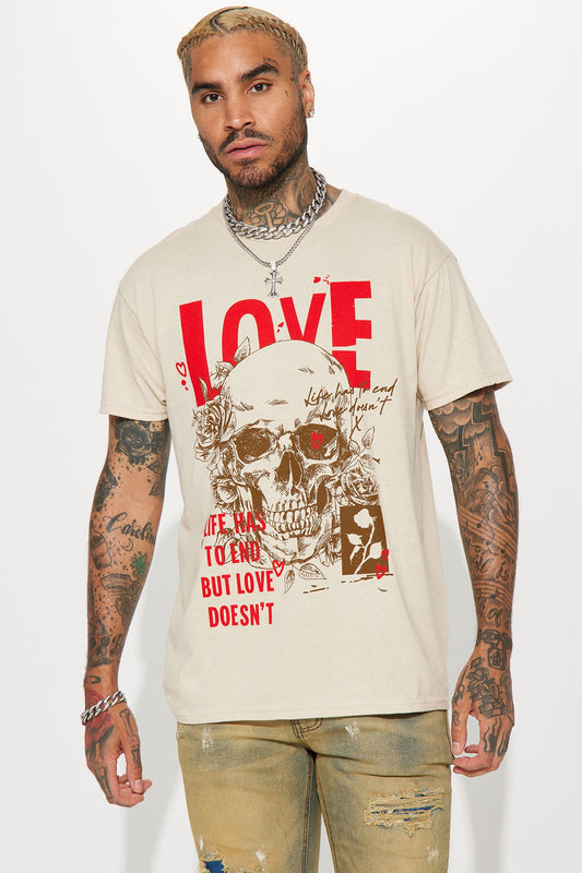 Love Doesn't End Short Sleeve Tee - Tan