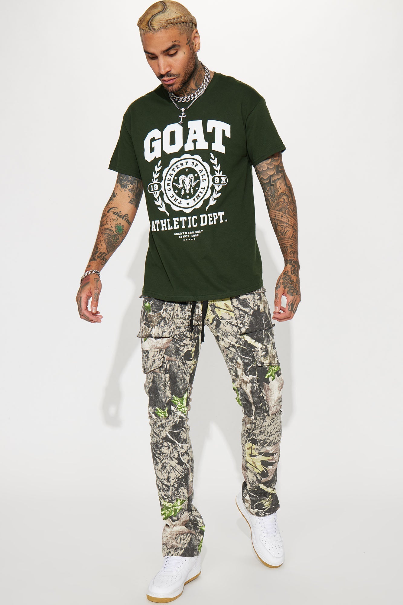 Worker Slim Cargo Pants - Green/combo