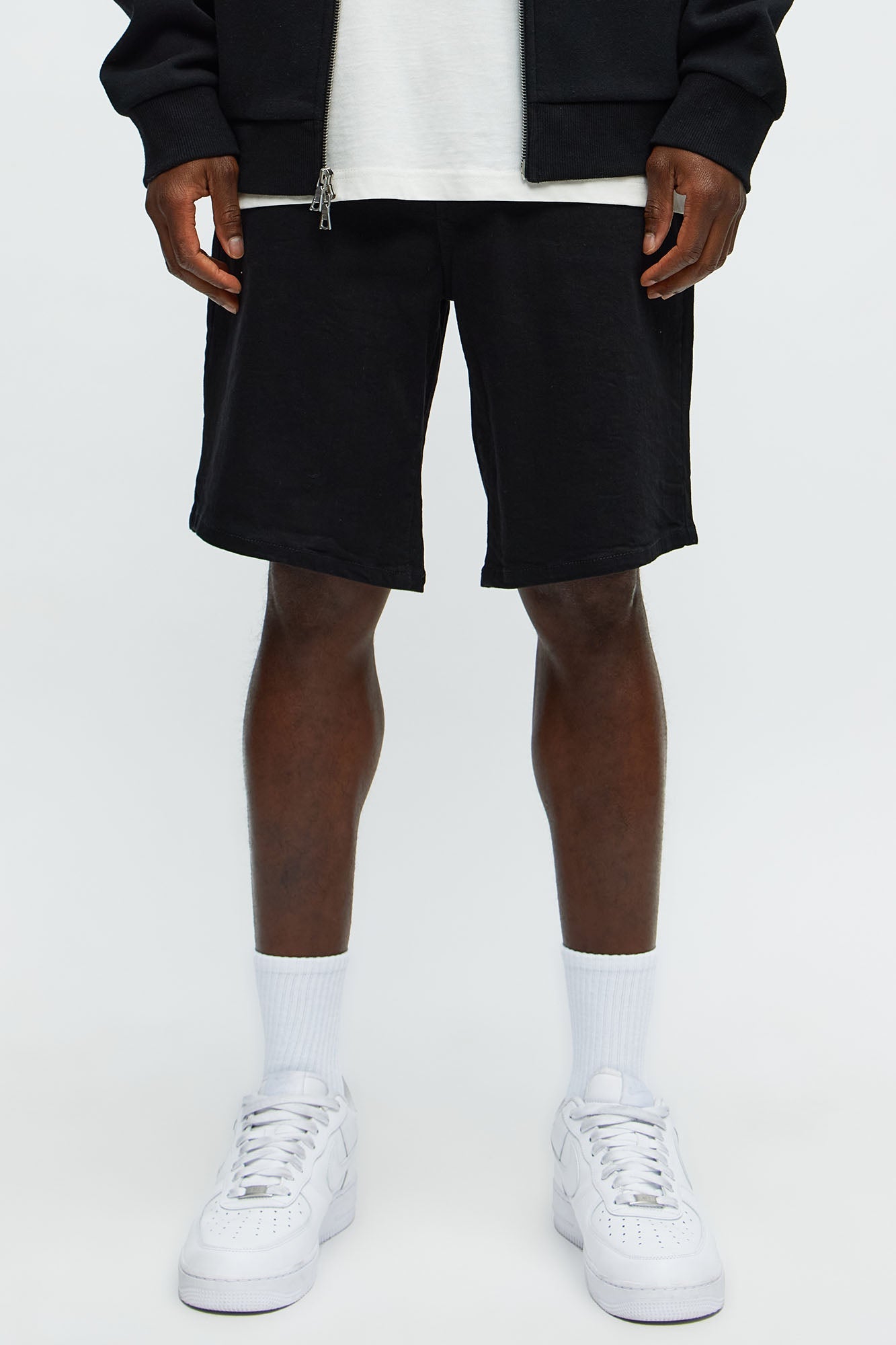 Mike Relaxed Denim Shorts - Black