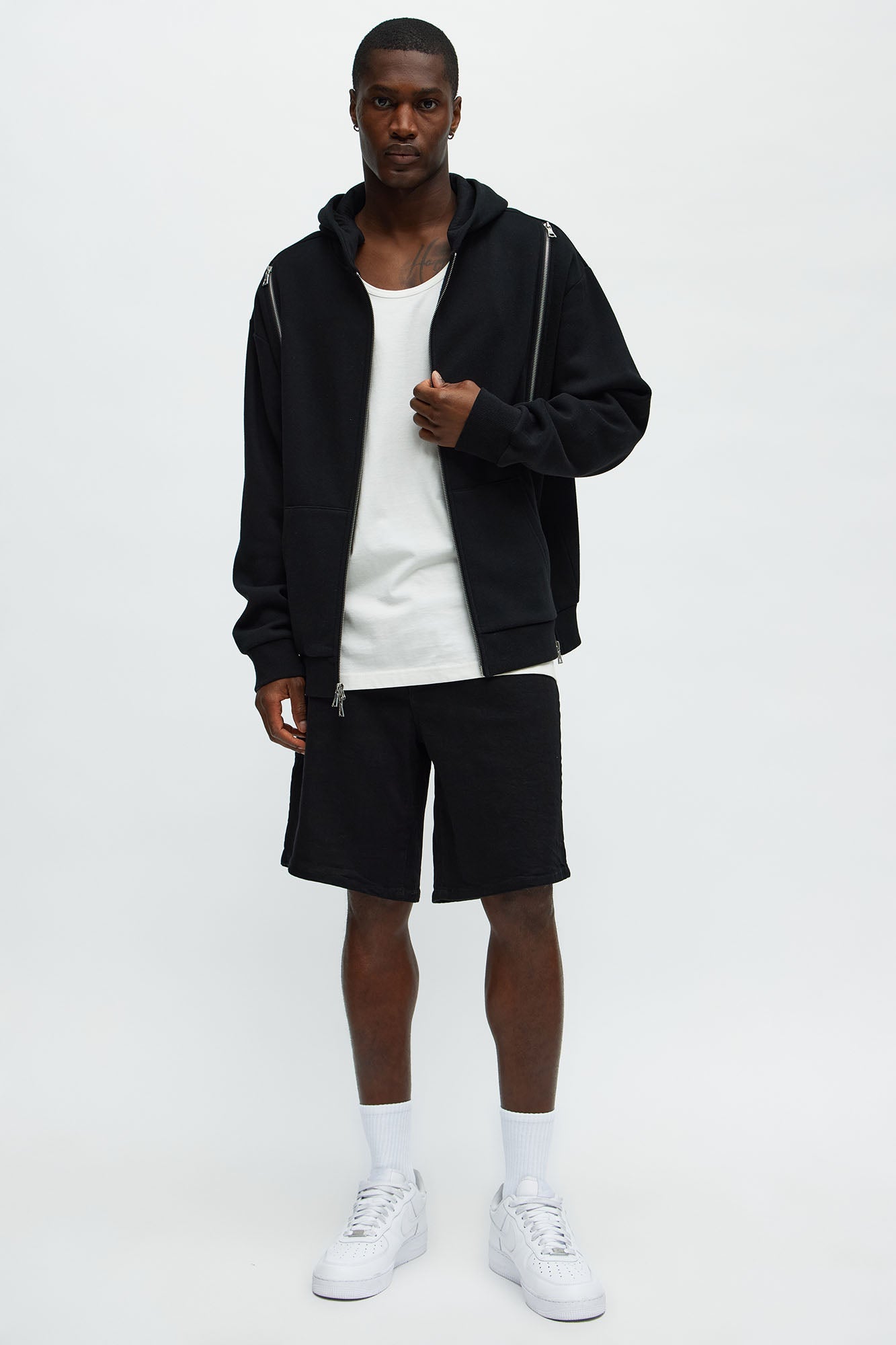 Mike Relaxed Denim Shorts - Black