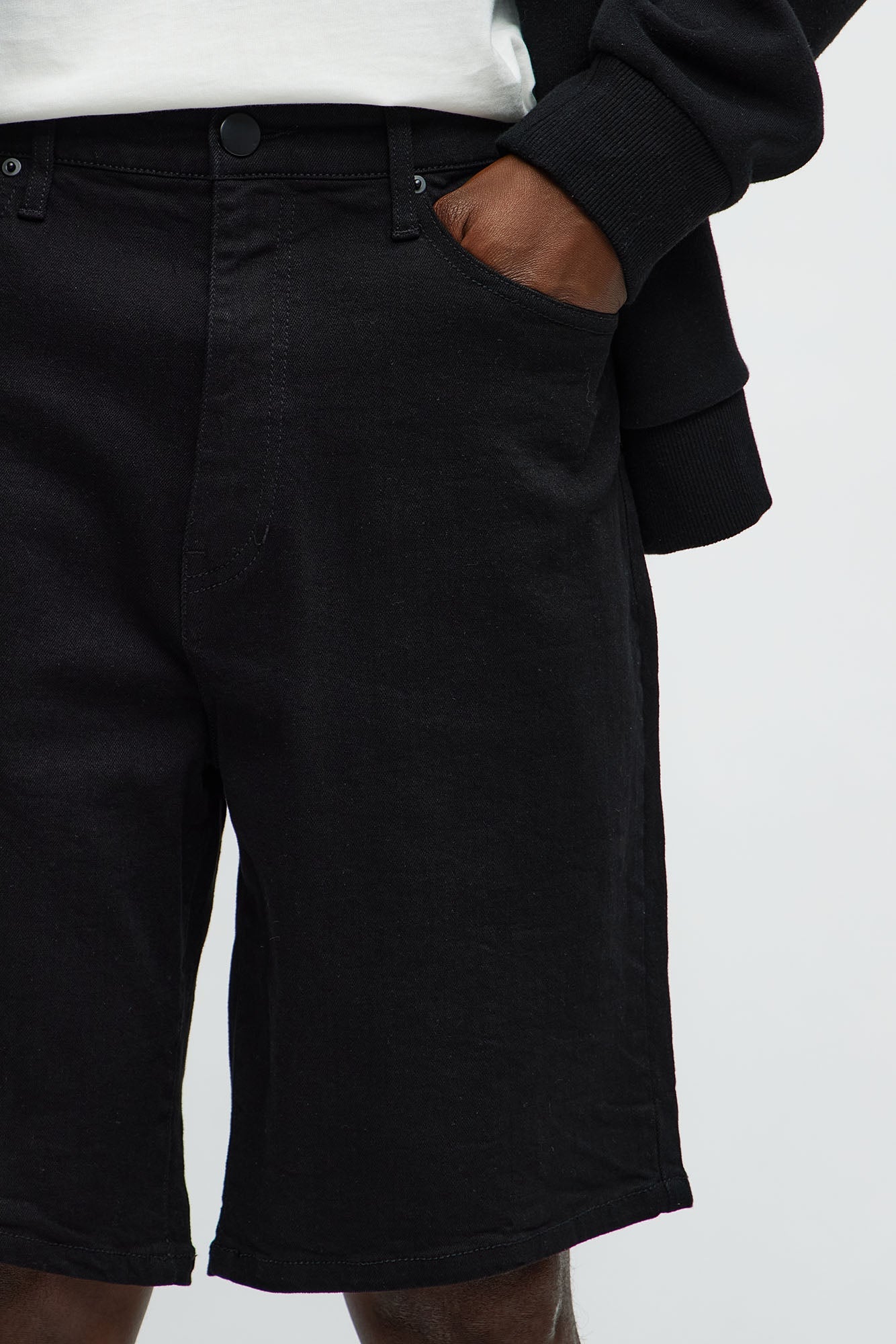 Mike Relaxed Denim Shorts - Black