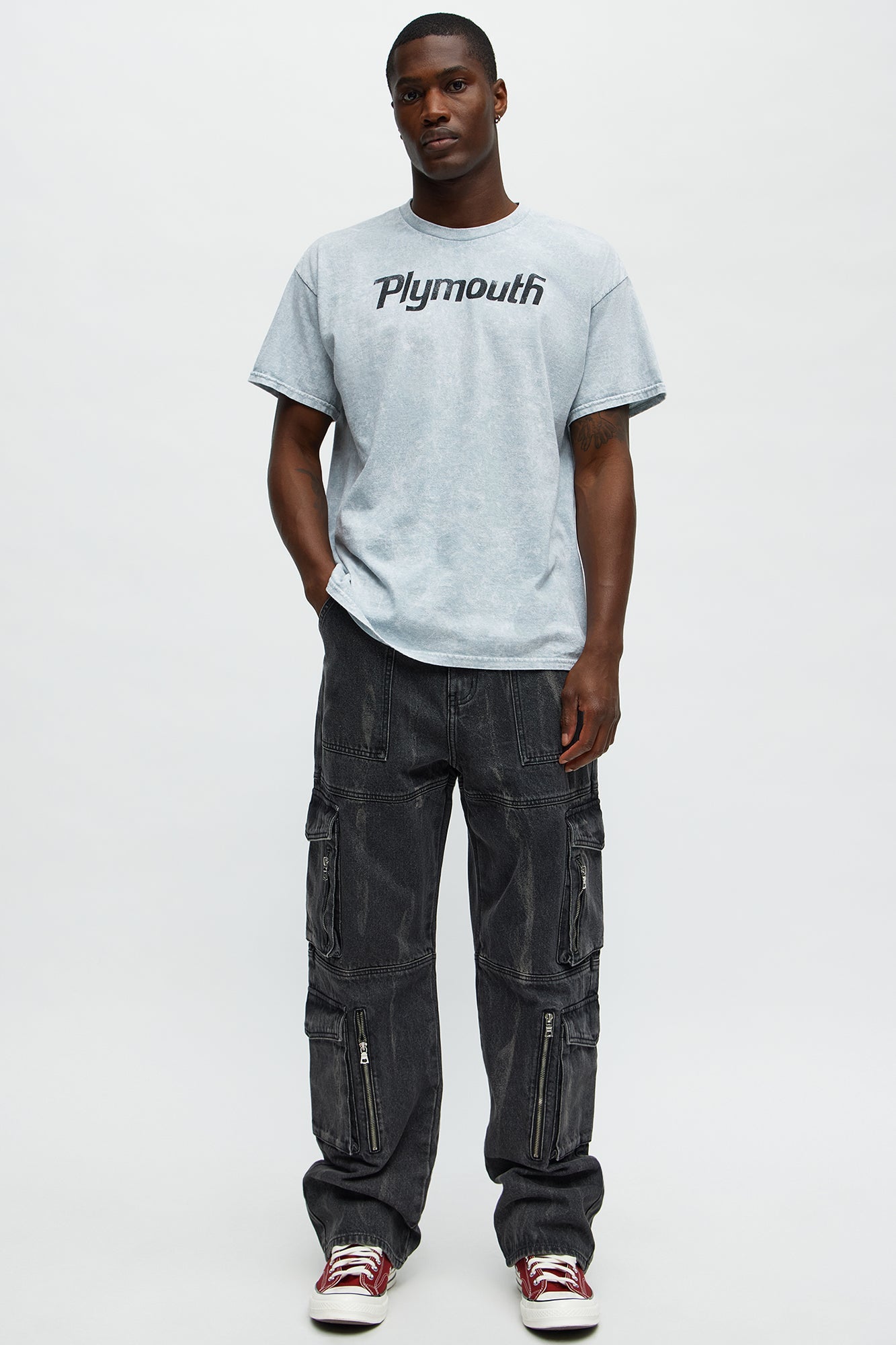 Rapid Action Cargo Relaxed Tapered Jeans  - Black