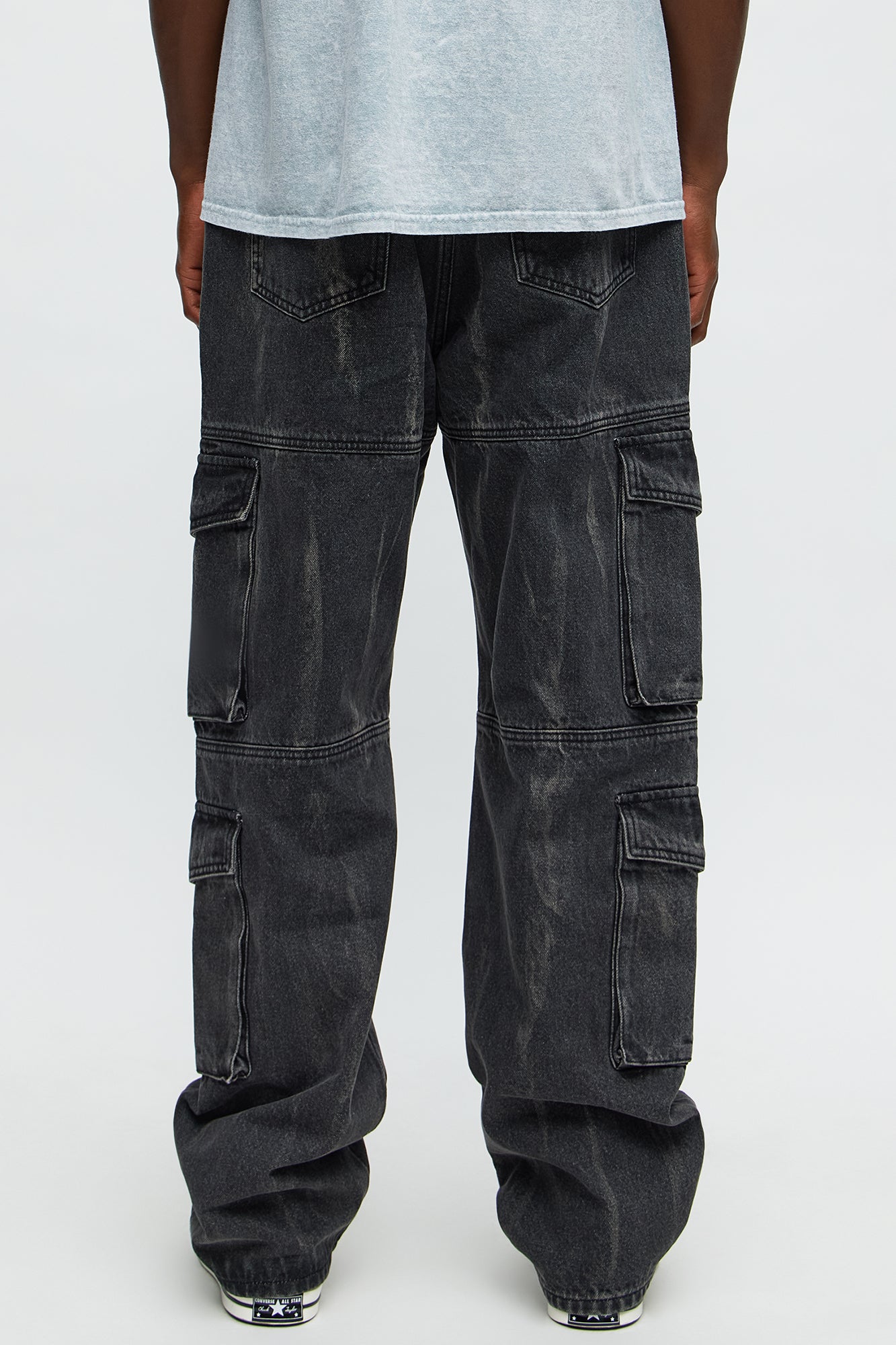 Rapid Action Cargo Relaxed Tapered Jeans  - Black