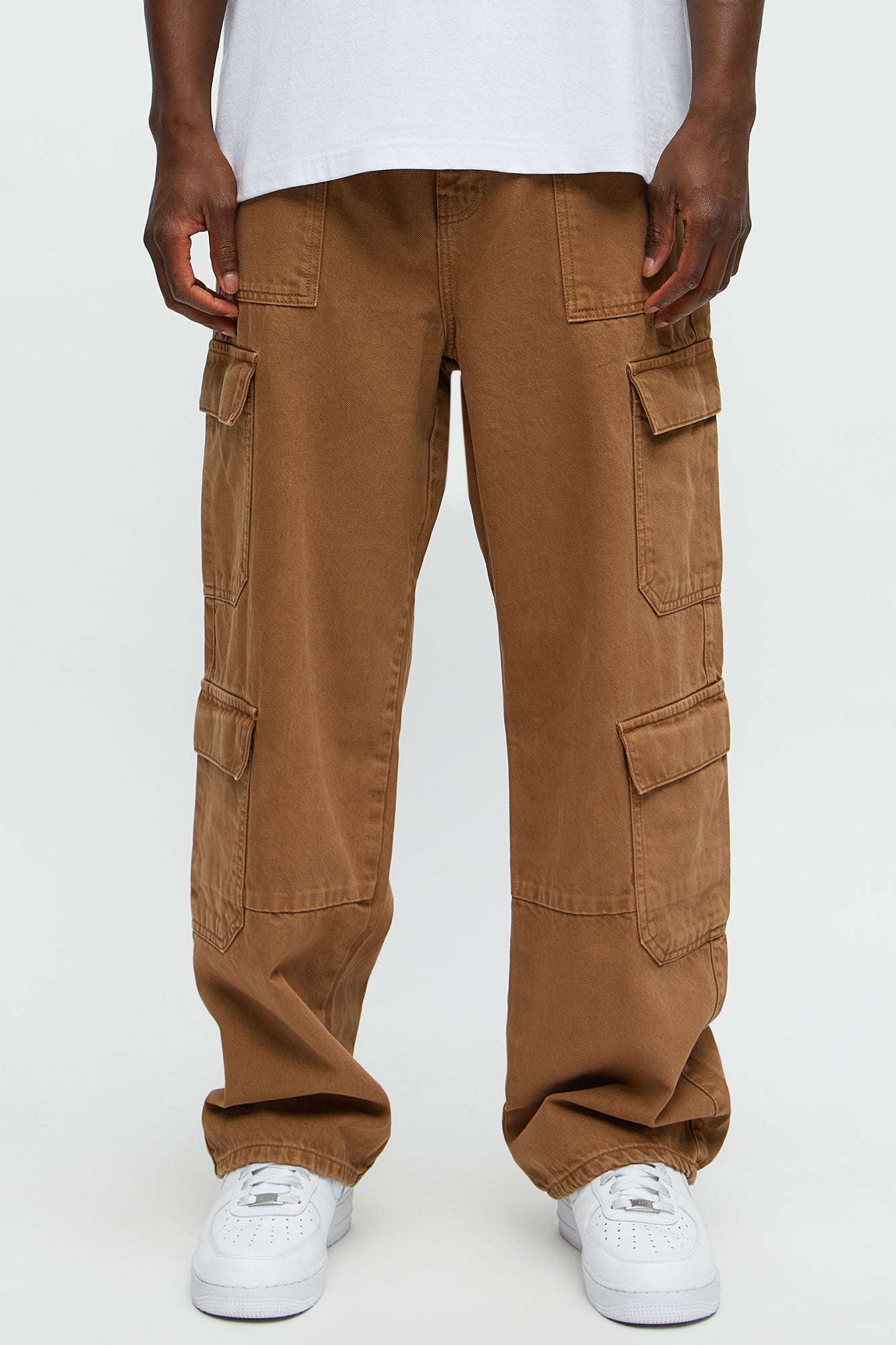 Build Up Baggy Cargo Jeans - Brown