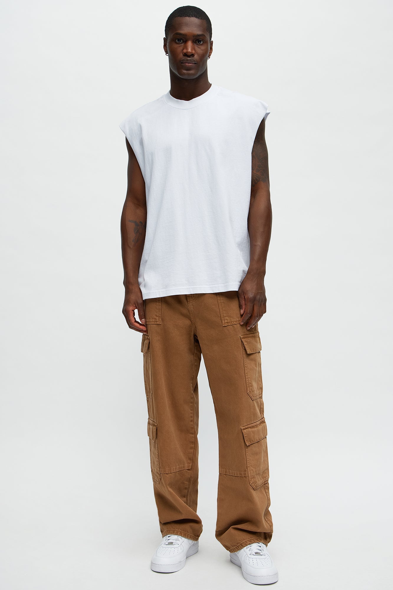 Build Up Baggy Cargo Jeans - Brown