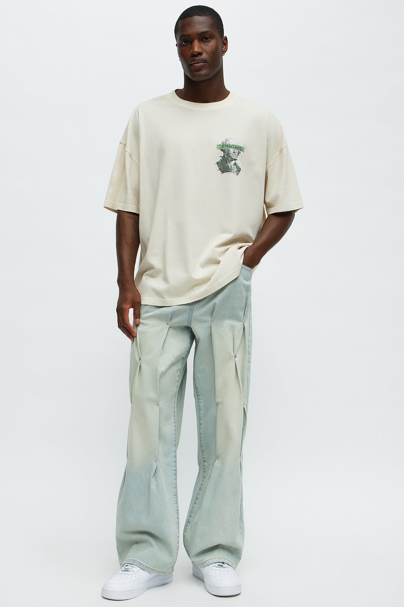 Rivet Edge Baggy Jeans - Light Wash