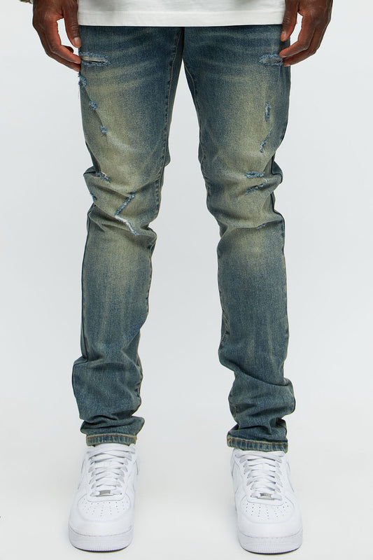 Look At Me Stacked Skinny Jeans - Vintage Blue Wash