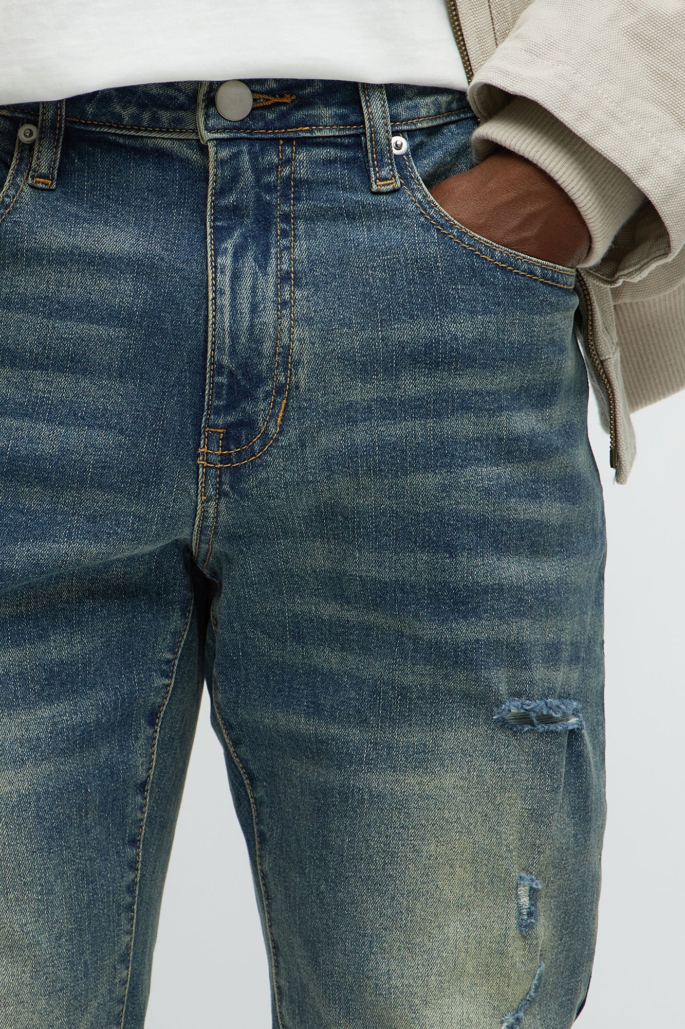 Look At Me Stacked Skinny Jeans - Vintage Blue Wash