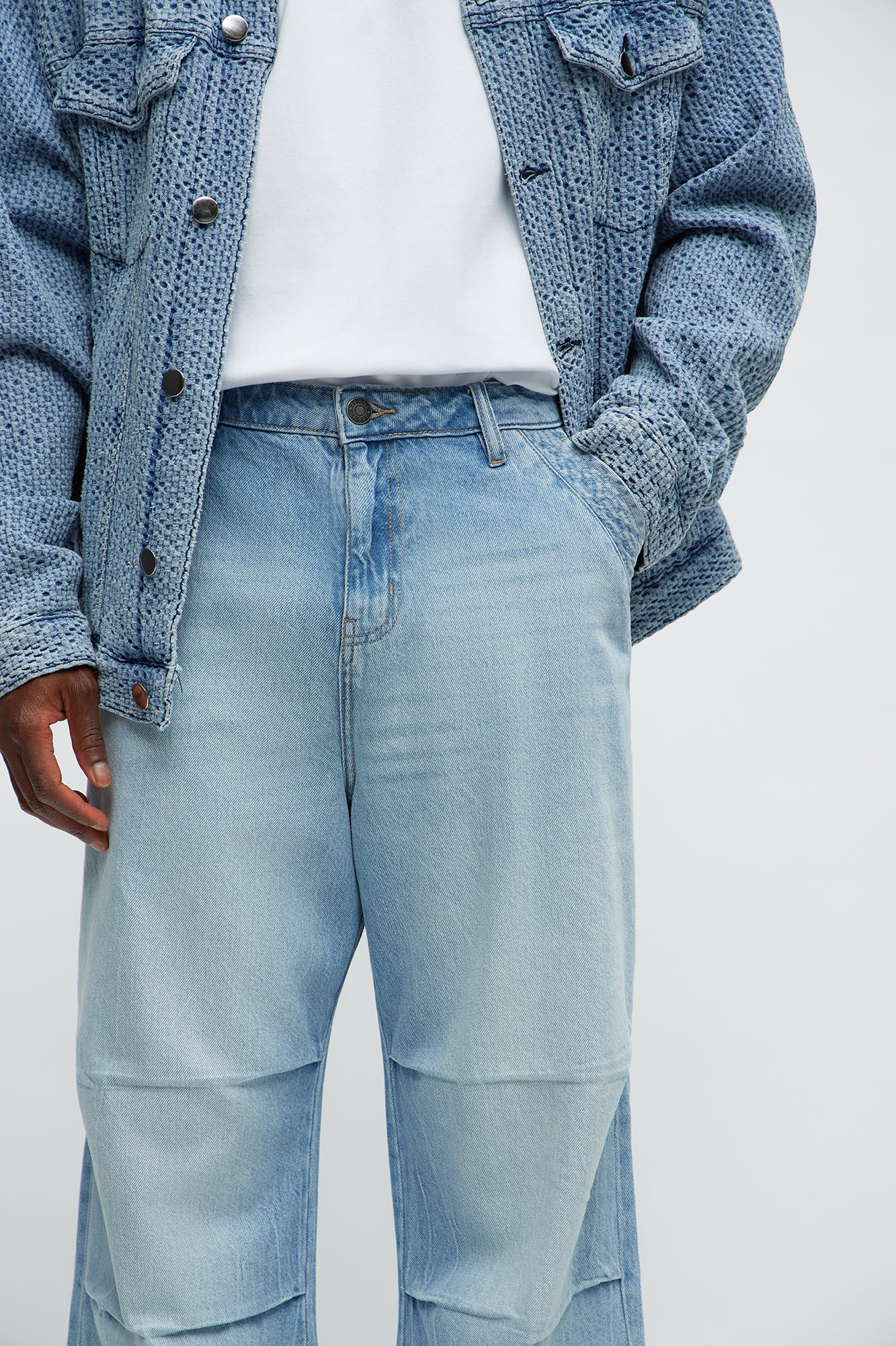 Seen Clean Baggy  Jeans - Light Blue Wash