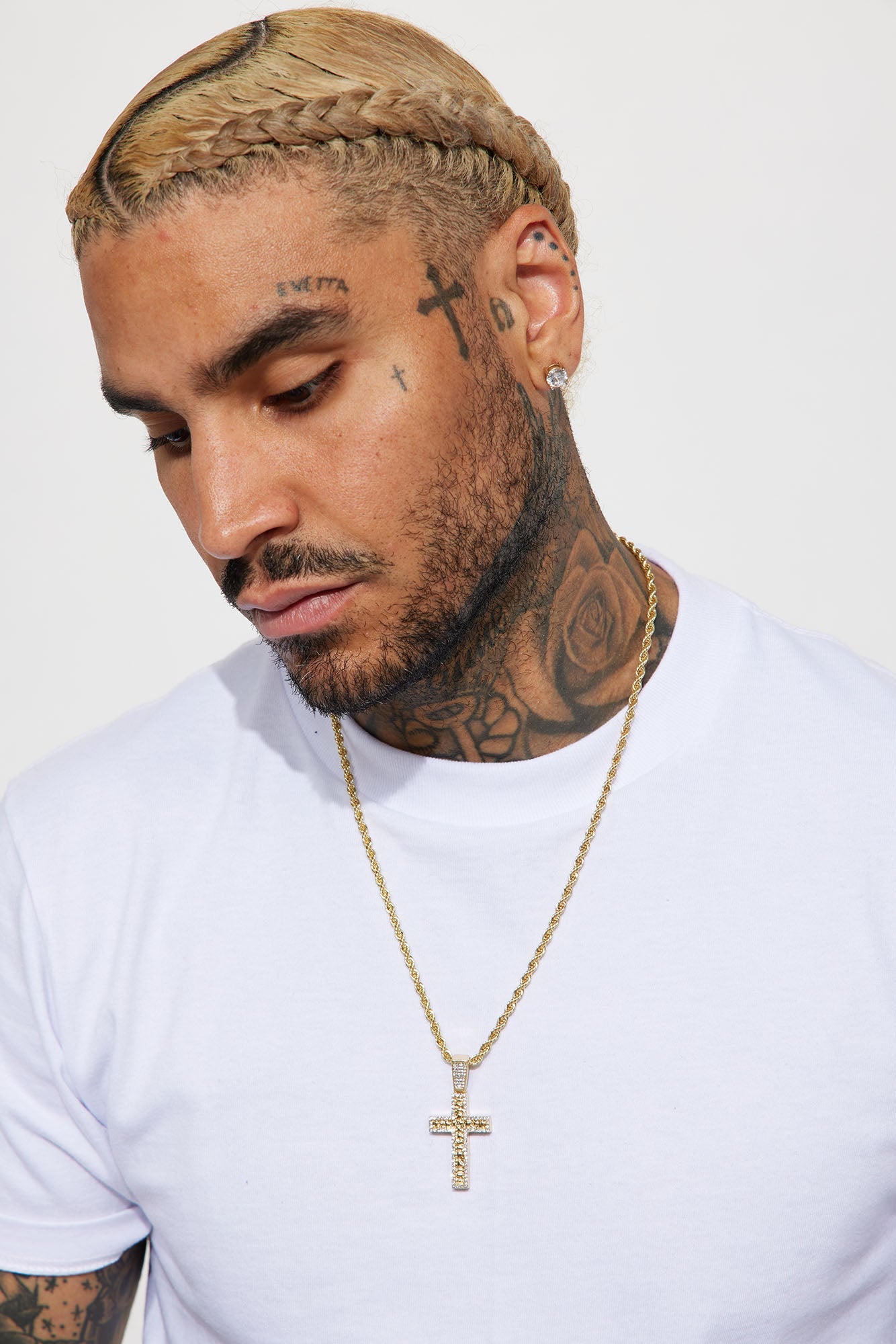 Nugget Cross Chain Necklace - Gold