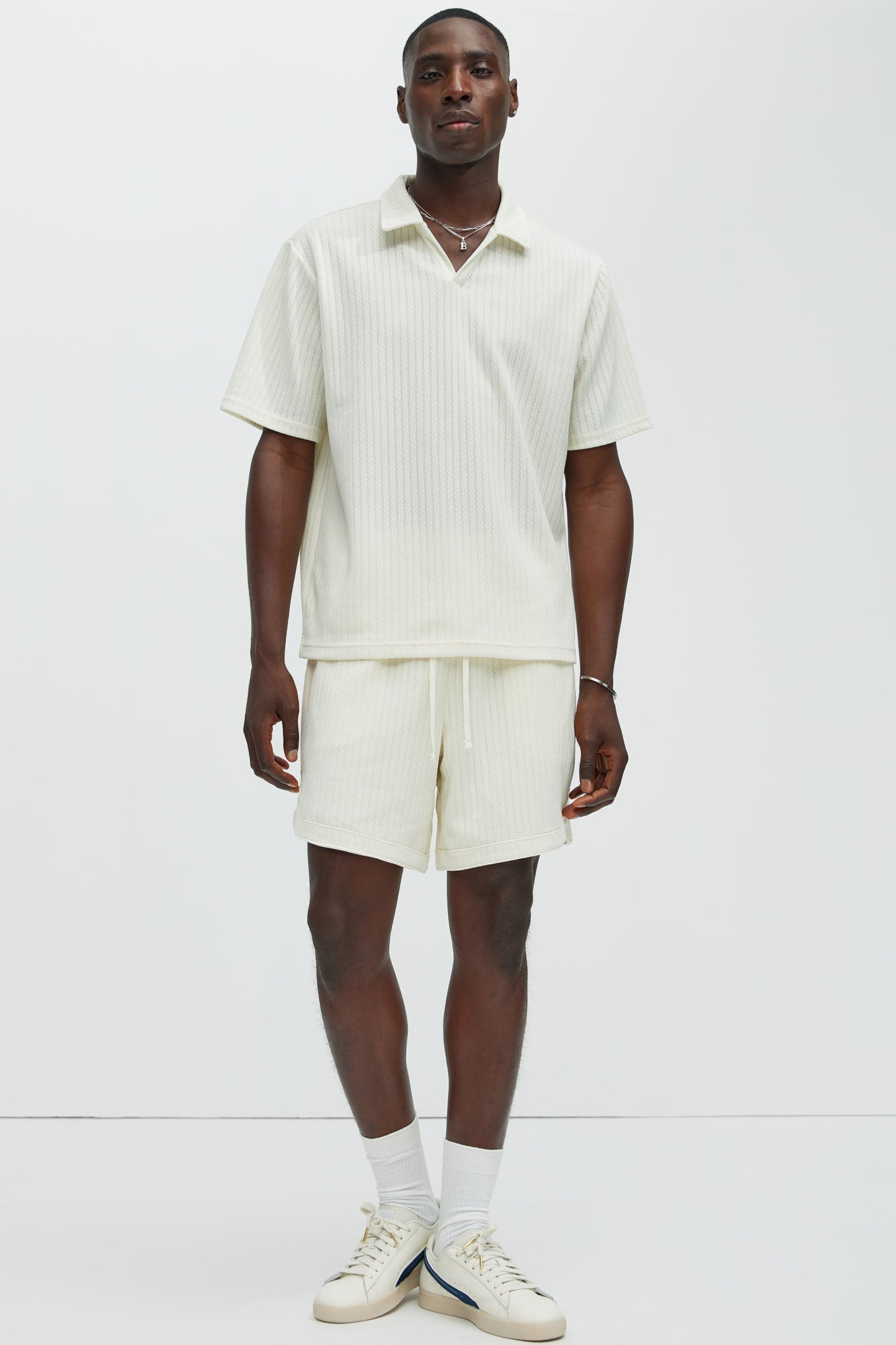Easton Textured Polo Shirt - Off White