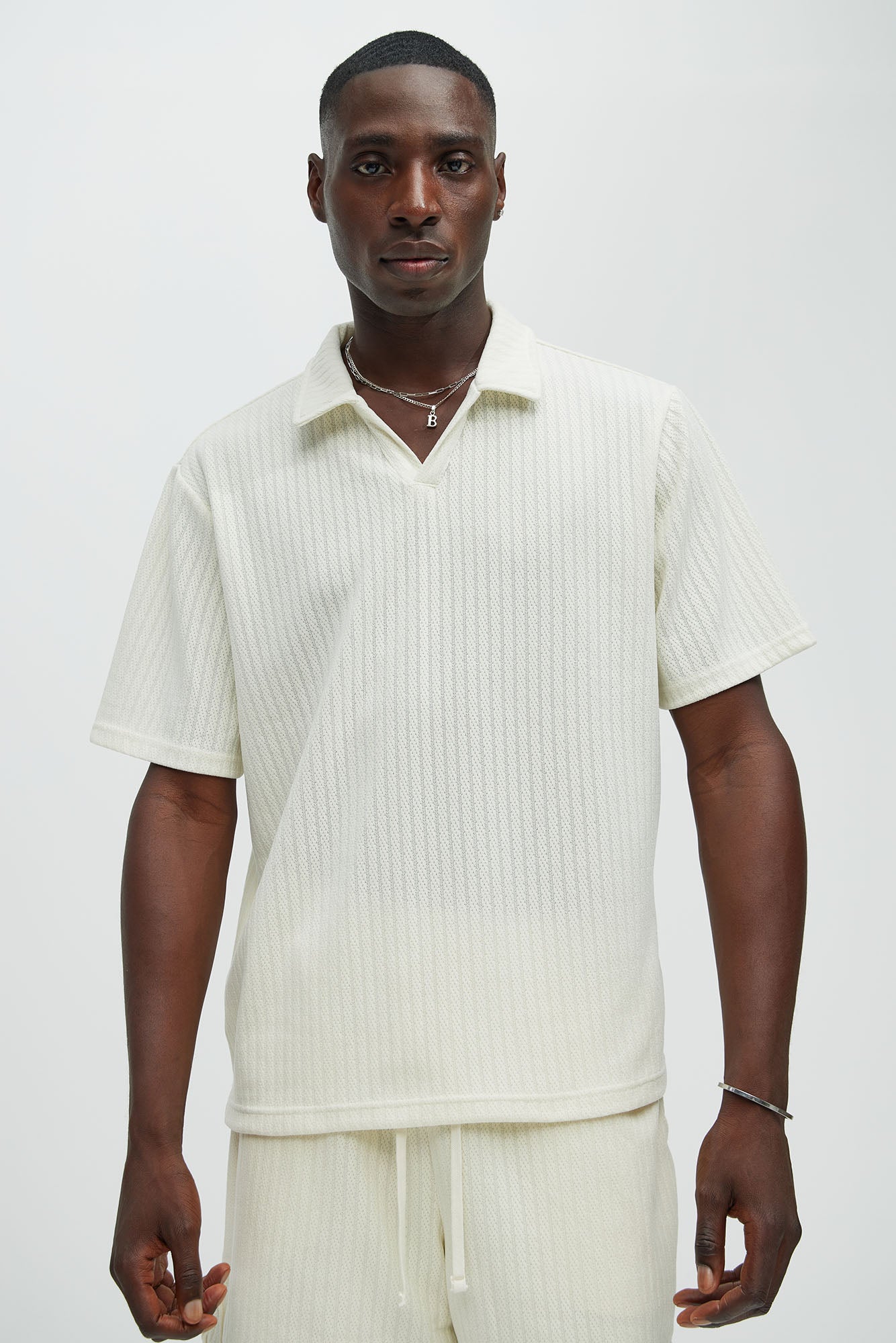 Easton Textured Polo Shirt - Off White