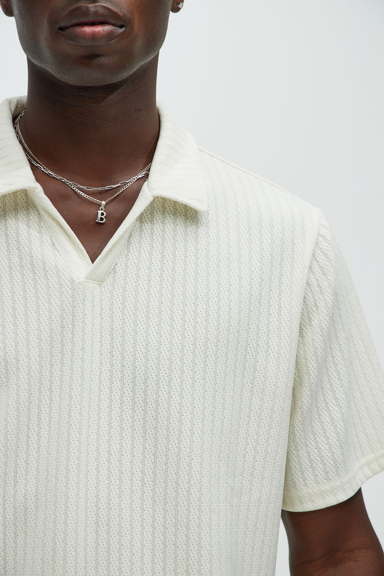 Easton Textured Polo Shirt - Off White