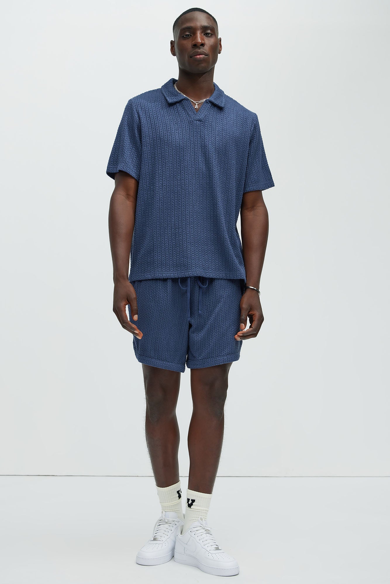 Catanina Textured Polo - Navy