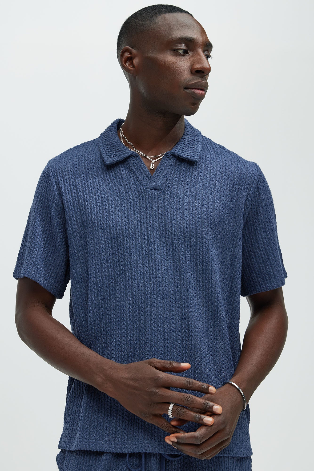 Catanina Textured Polo - Navy