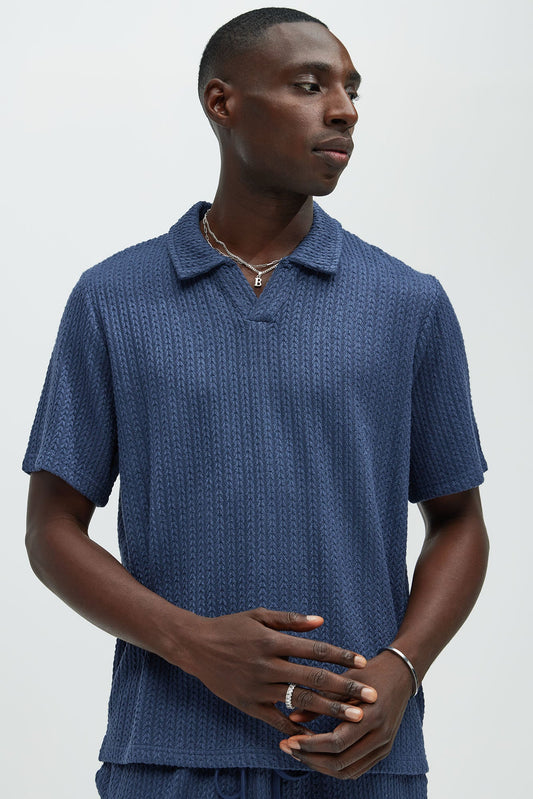 Catanina Textured Polo - Navy
