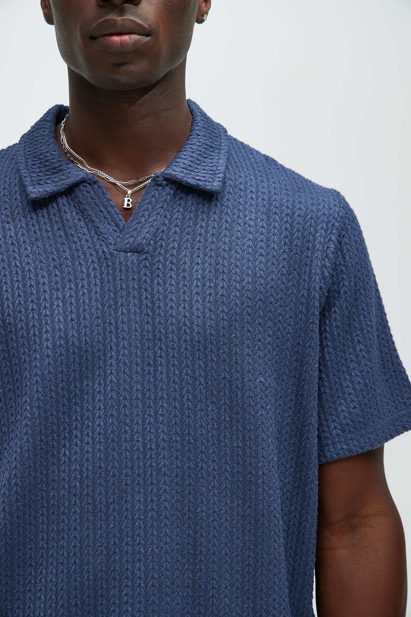 Catanina Textured Polo - Navy