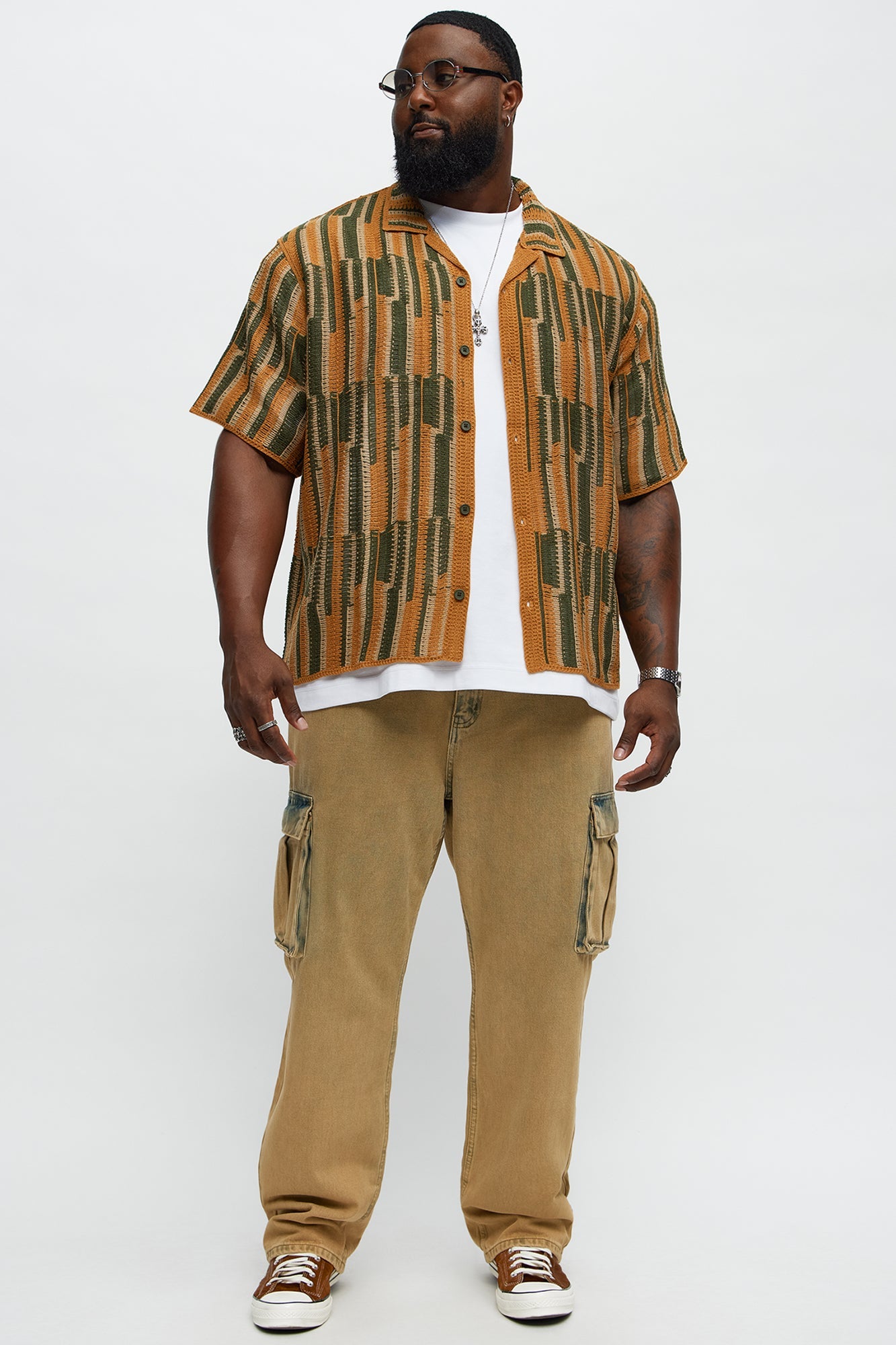 Victor Crochet Cuban Collar Button Down Shirt - Multi Color