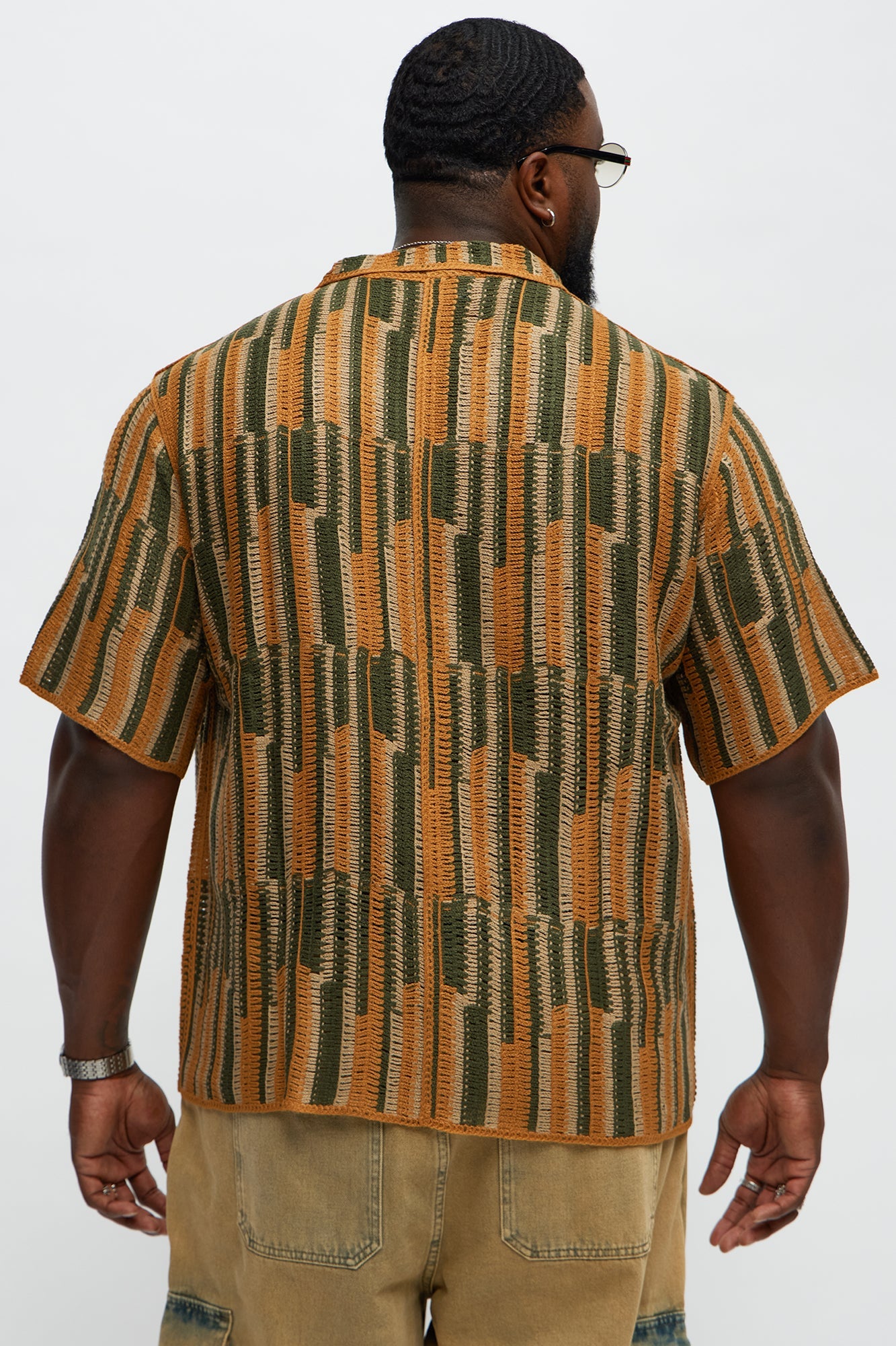 Victor Crochet Cuban Collar Button Down Shirt - Multi Color