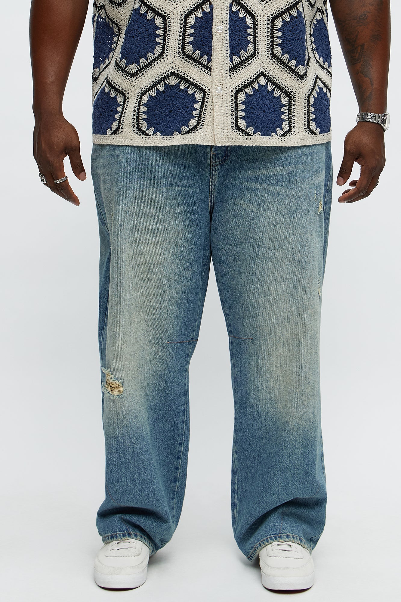 In The Bay Baggy Jeans - Medium Blue Wash