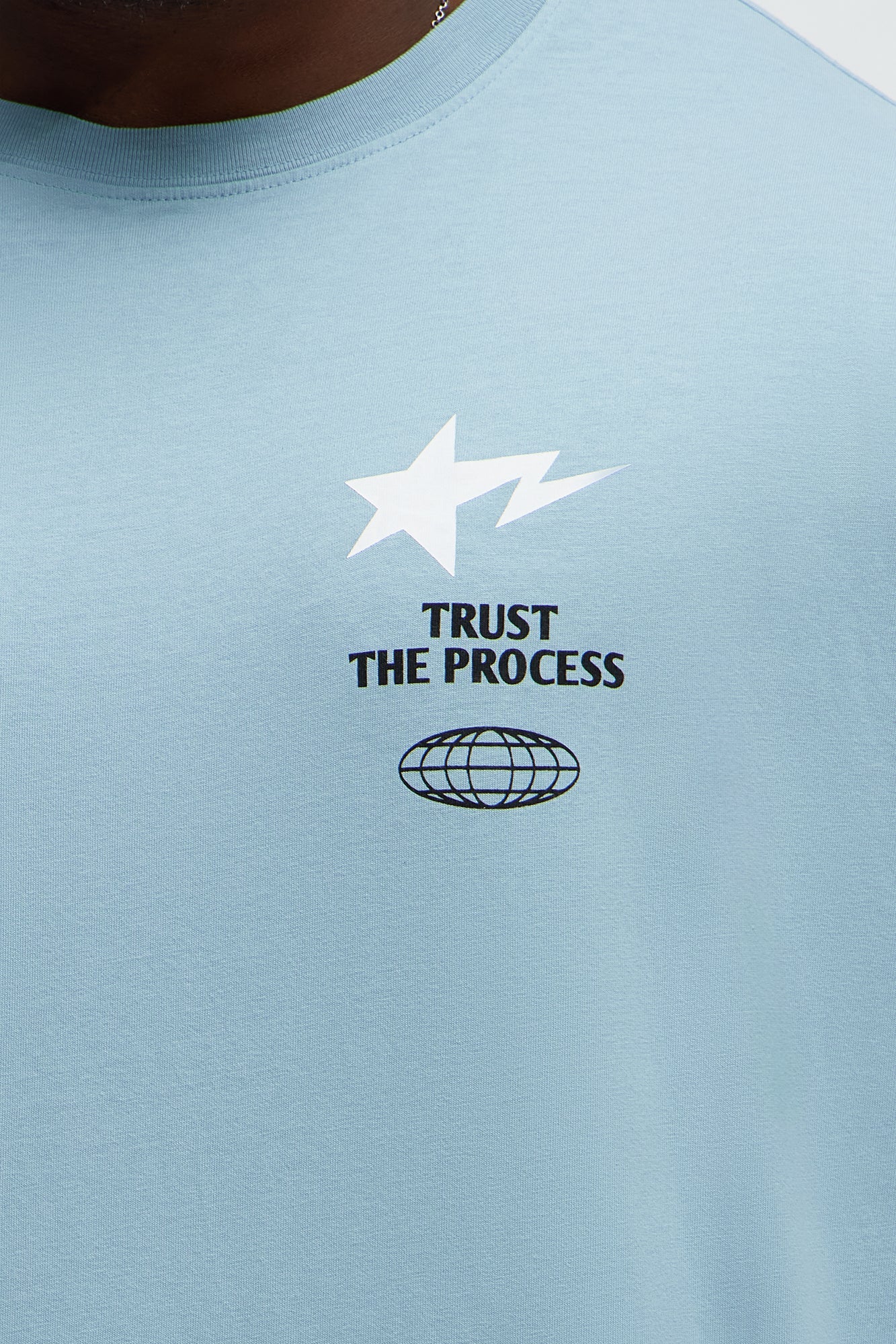 Trust The Process Oversized Short Sleeve Tee - Light Blue