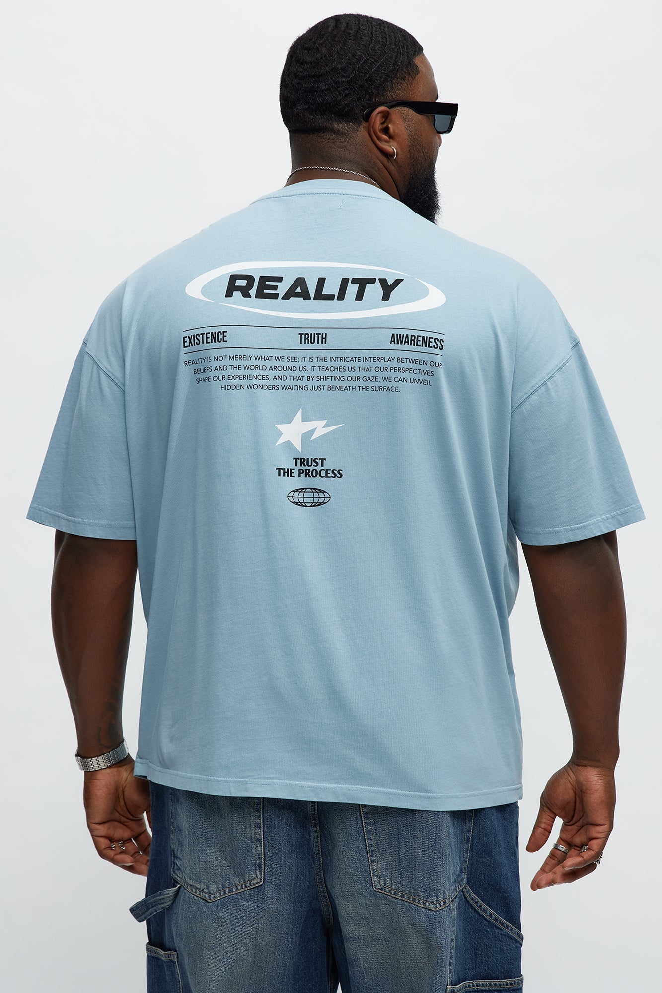 Trust The Process Oversized Short Sleeve Tee - Light Blue