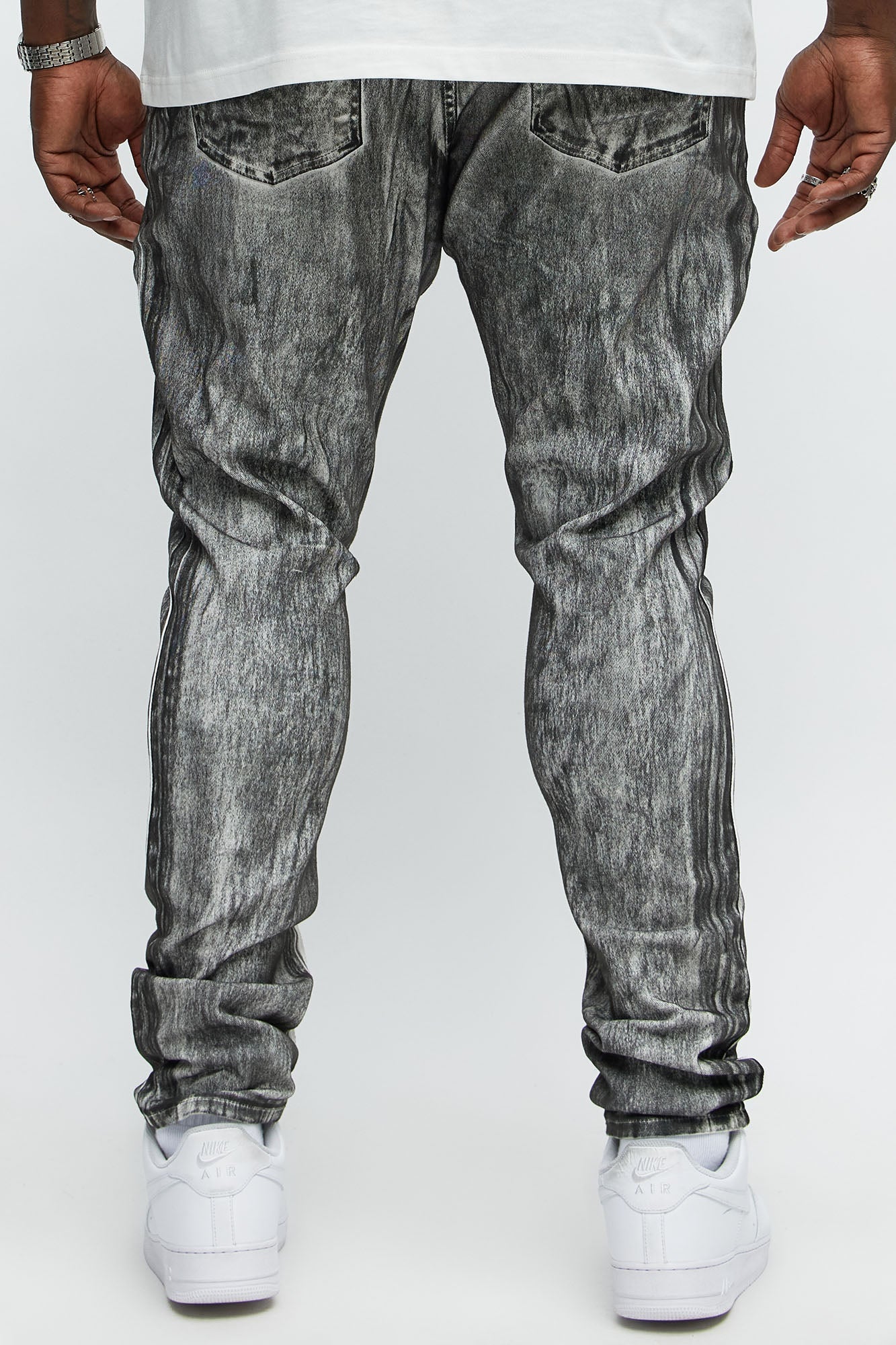 Stick Around Stacked Skinny Jeans - Grey/Smoke