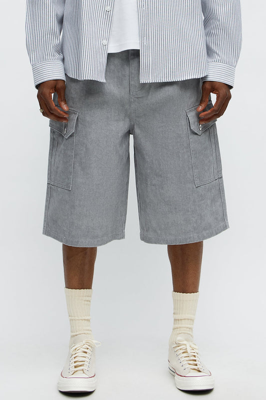 Long Cargo Relaxed Shorts - Grey